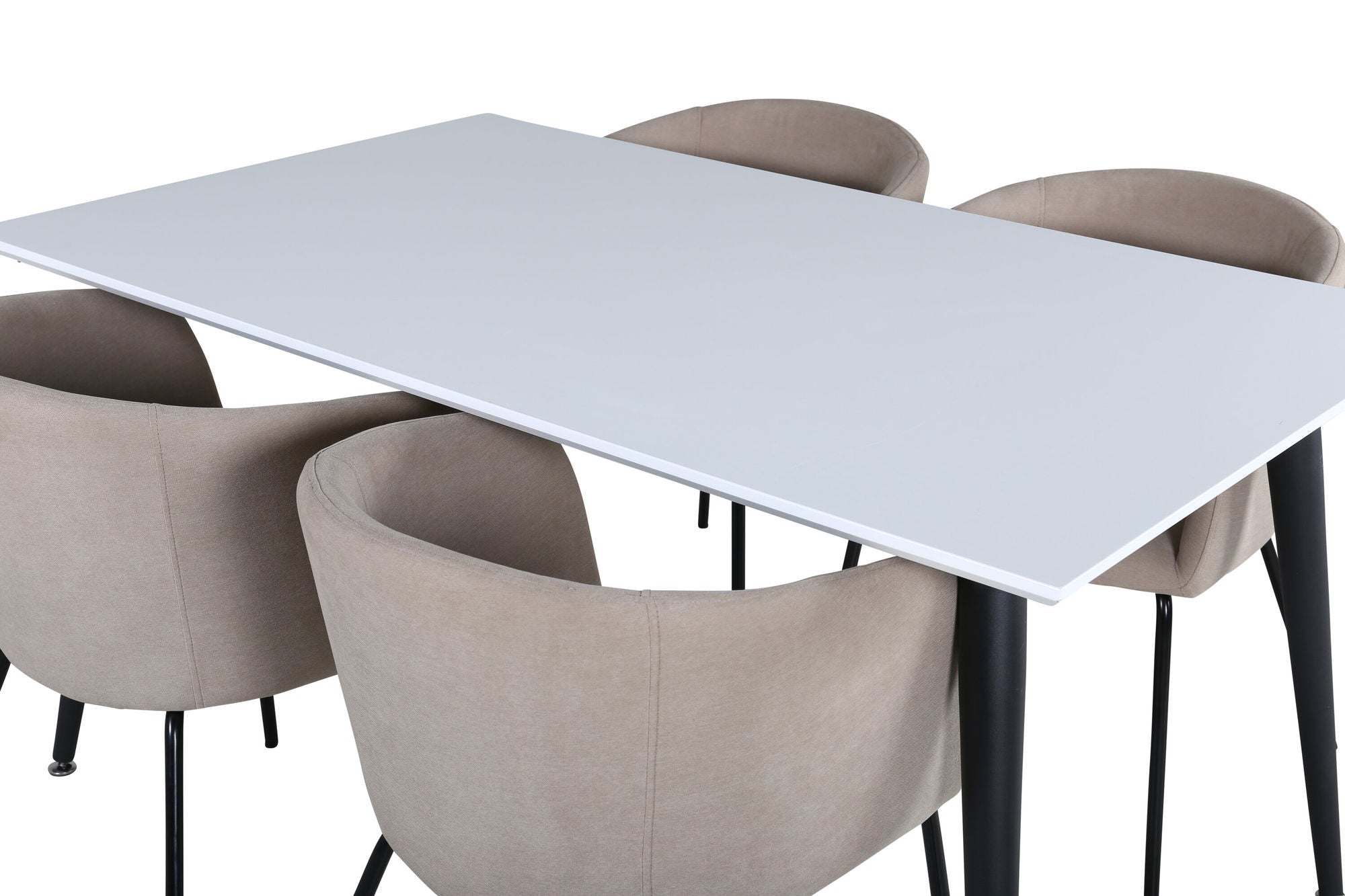 Venture Home Jimmy spisebord - Black / White HPL+Berit stol - Black / Beige Fabric (Polyester linen )_4