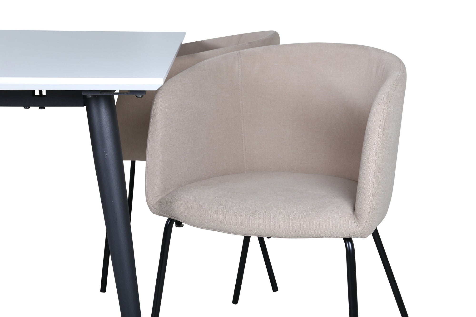 Venture Home Jimmy spisebord - Black / White HPL+Berit stol - Black / Beige Fabric (Polyester linen )_4