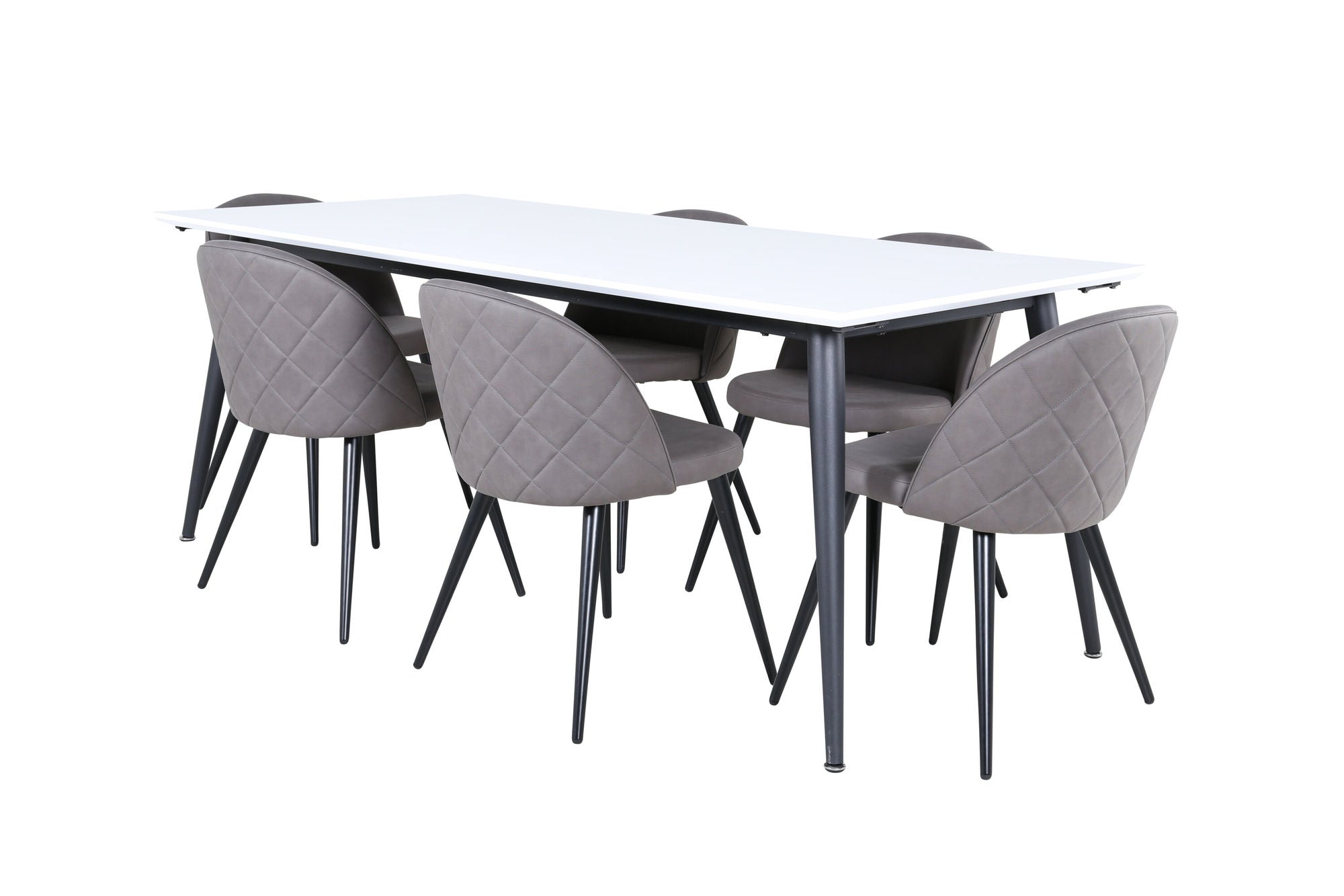 Venture Home Jimmy spisebord - Black / White HPL+Velvet Stitches stol - Black / Grey Micro Fibre_6
