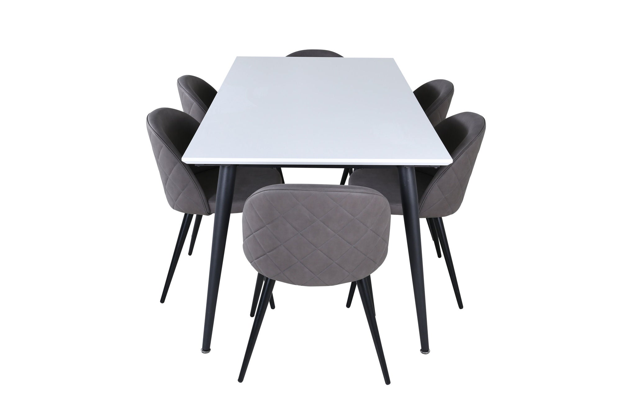 Venture Home Jimmy spisebord - Black / White HPL+Velvet Stitches stol - Black / Grey Micro Fibre_6