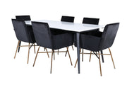 Venture Home Jimmy spisebord - Black / White HPL+Petra stol - Distressed Copper / Black Velvet_6