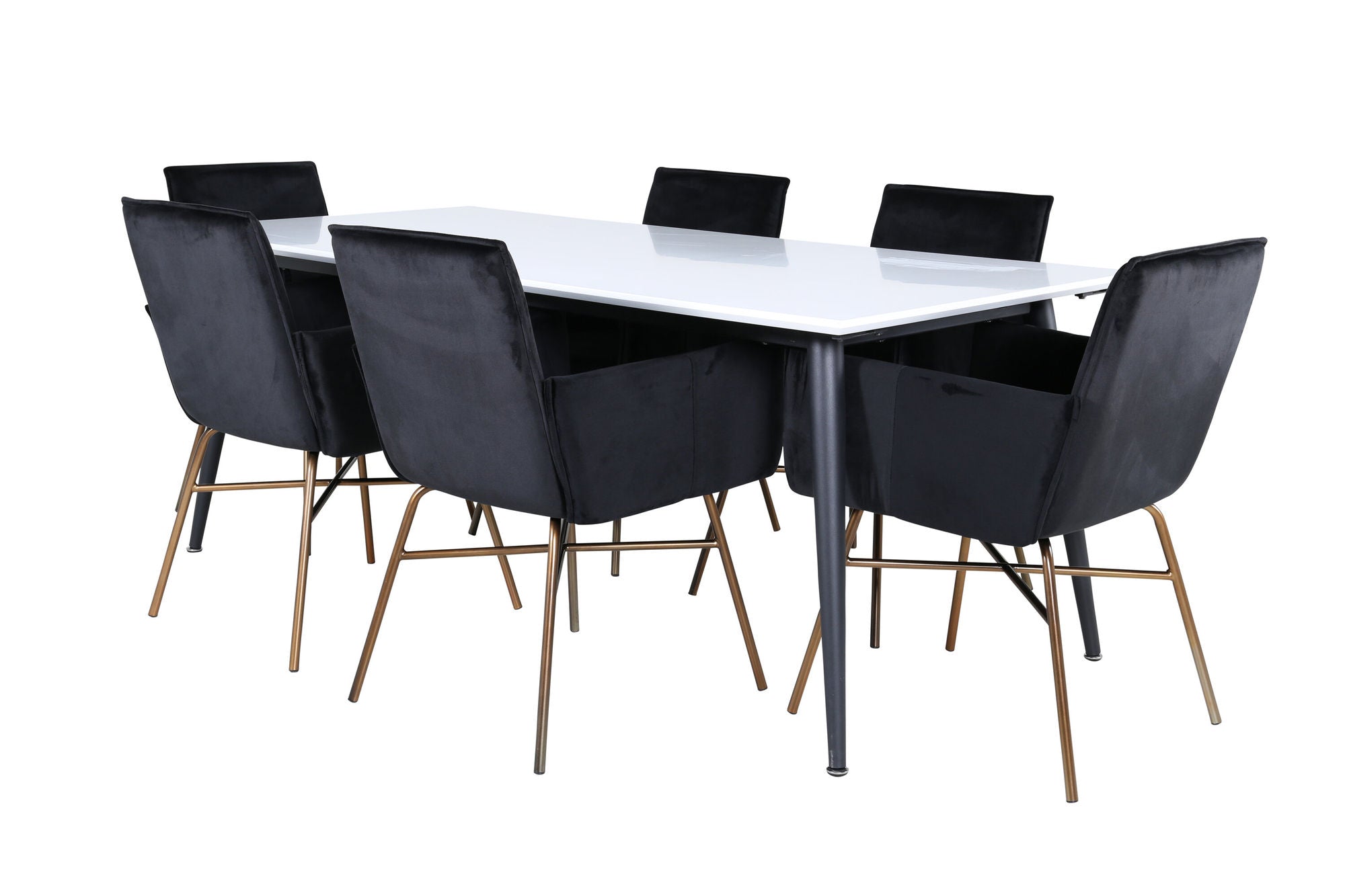Venture Home Jimmy spisebord - Black / White HPL+Petra stol - Distressed Copper / Black Velvet_6