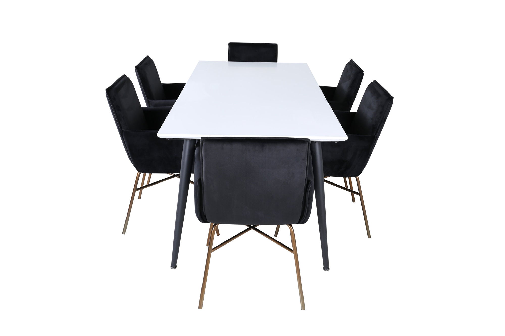 Venture Home Jimmy spisebord - Black / White HPL+Petra stol - Distressed Copper / Black Velvet_6
