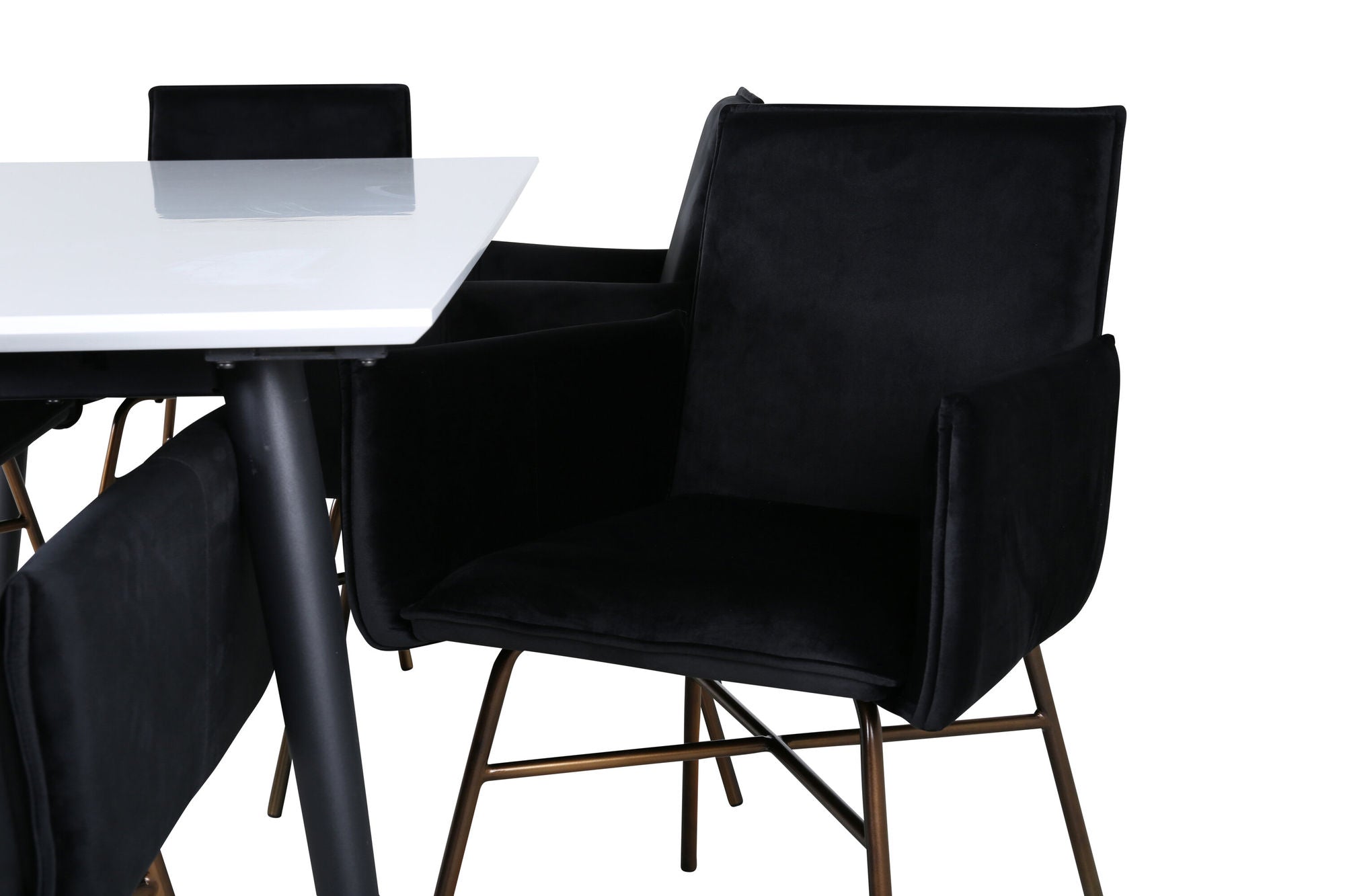 Venture Home Jimmy spisebord - Black / White HPL+Petra stol - Distressed Copper / Black Velvet_6