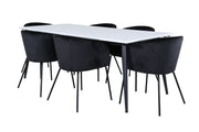 Venture Home Jimmy spisebord - Black / White HPL+Berit stol - Black / Black Velvet_6
