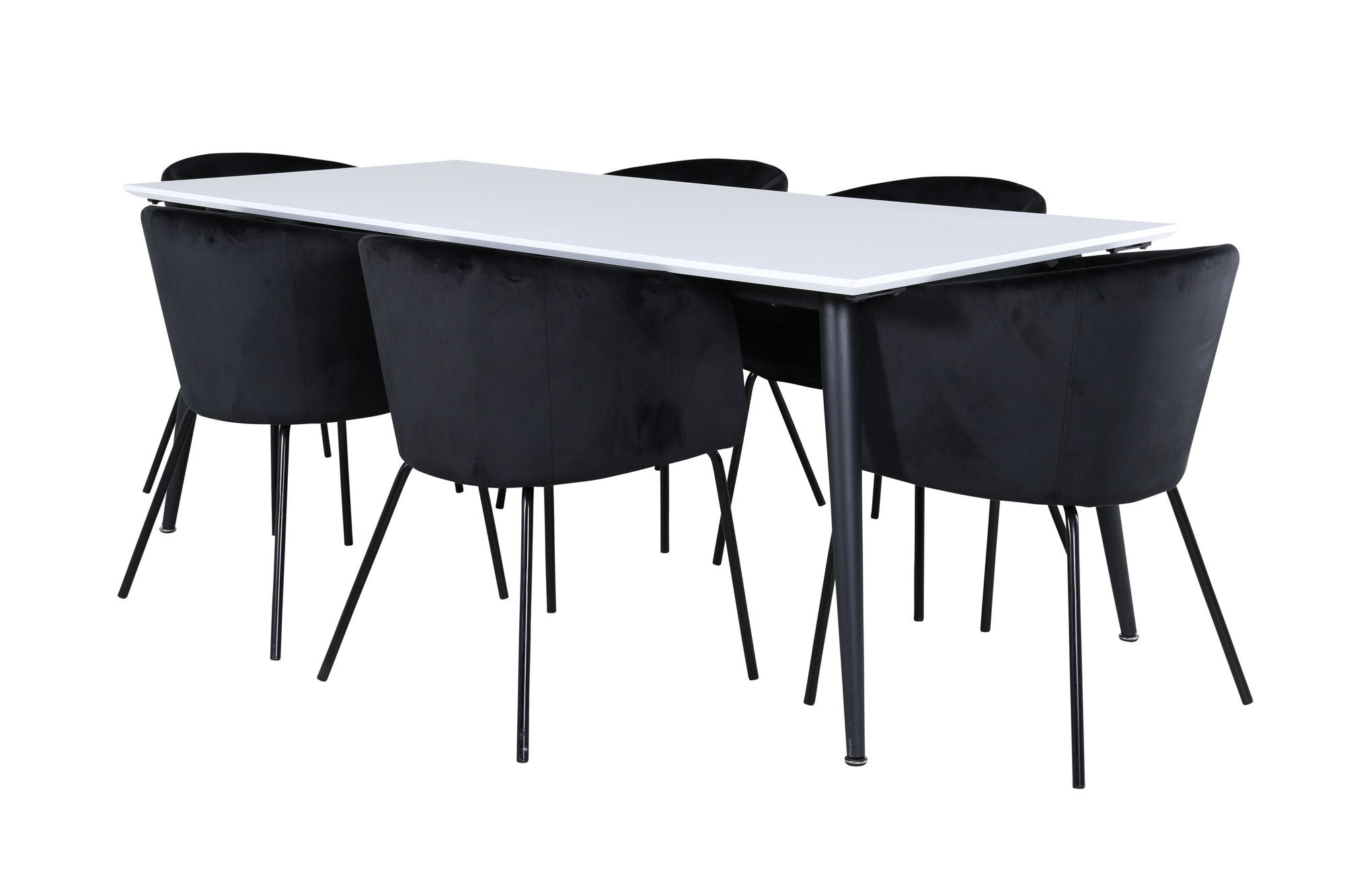 Venture Home Jimmy spisebord - Black / White HPL+Berit stol - Black / Black Velvet_6