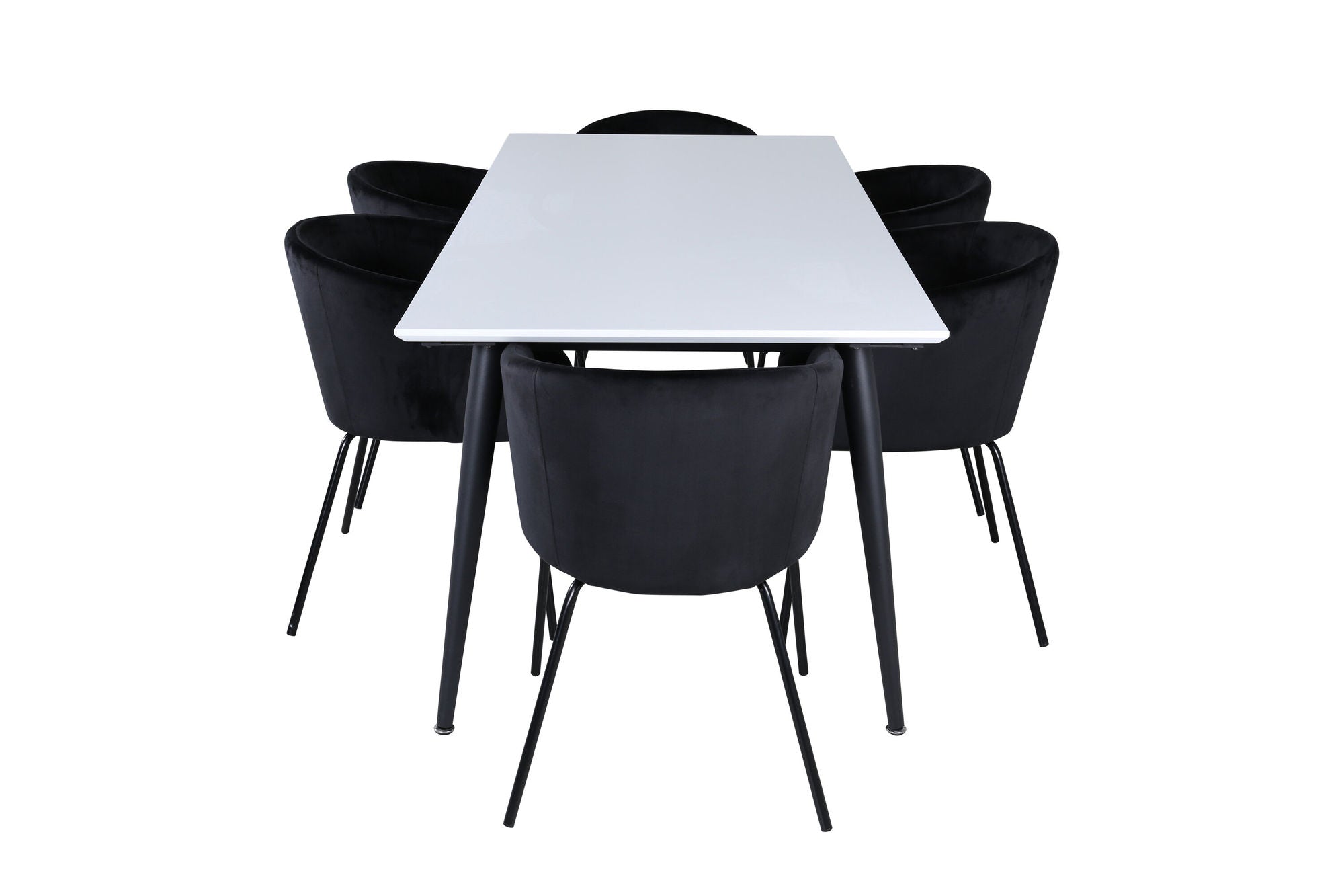 Venture Home Jimmy spisebord - Black / White HPL+Berit stol - Black / Black Velvet_6