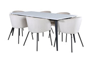 Venture Home Jimmy spisebord - Black / White HPL+Berit stol - Black / Beige Velvet_6