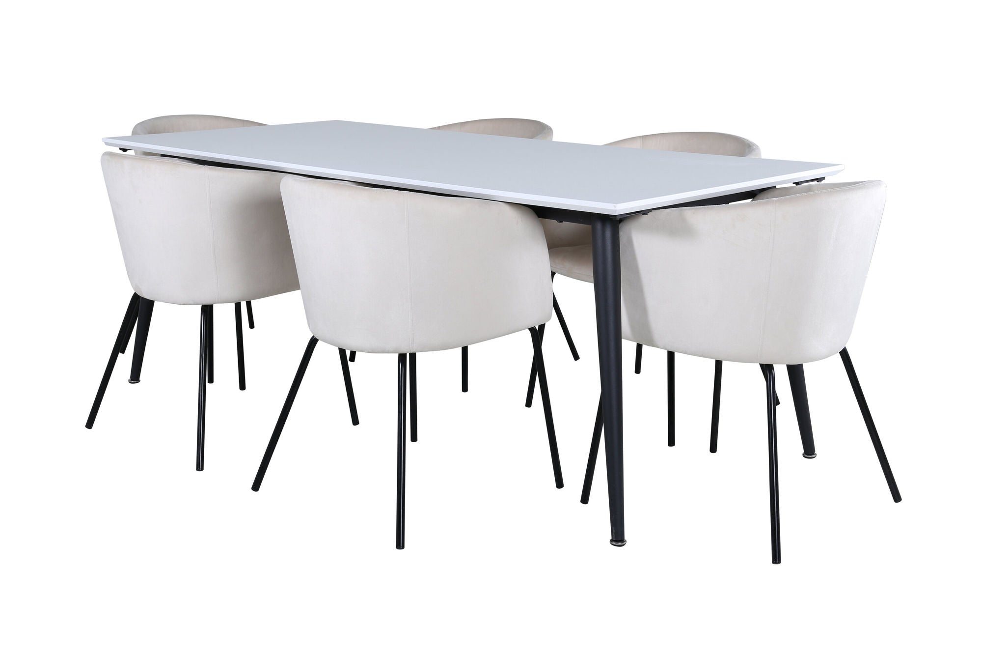 Venture Home Jimmy spisebord - Black / White HPL+Berit stol - Black / Beige Velvet_6