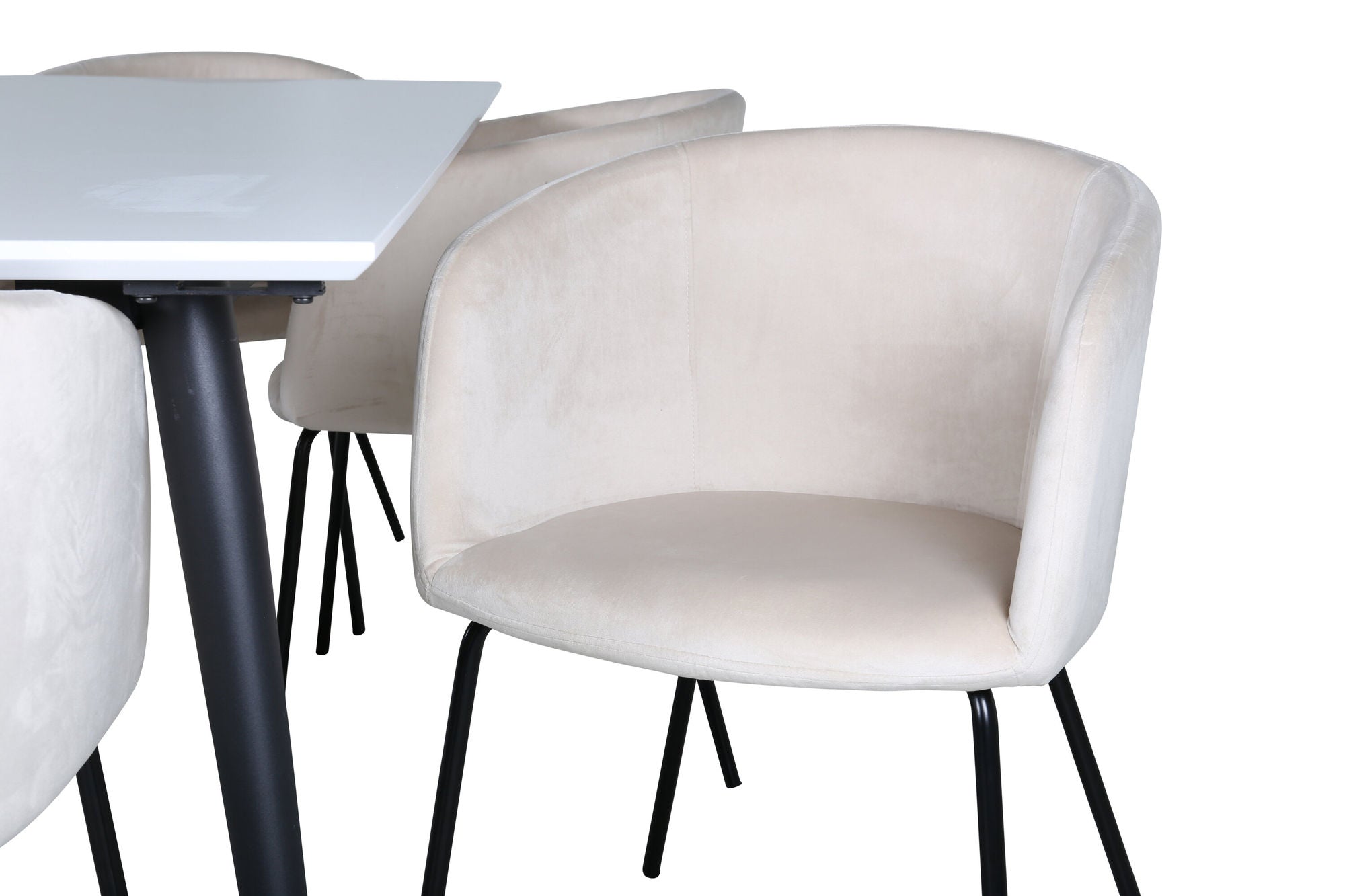 Venture Home Jimmy spisebord - Black / White HPL+Berit stol - Black / Beige Velvet_6