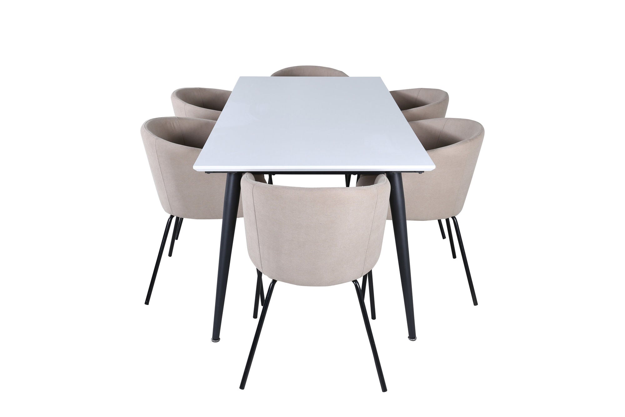 Venture Home Jimmy spisebord - Black / White HPL+Berit stol - Black / Beige Fabric (Polyester linen )_6