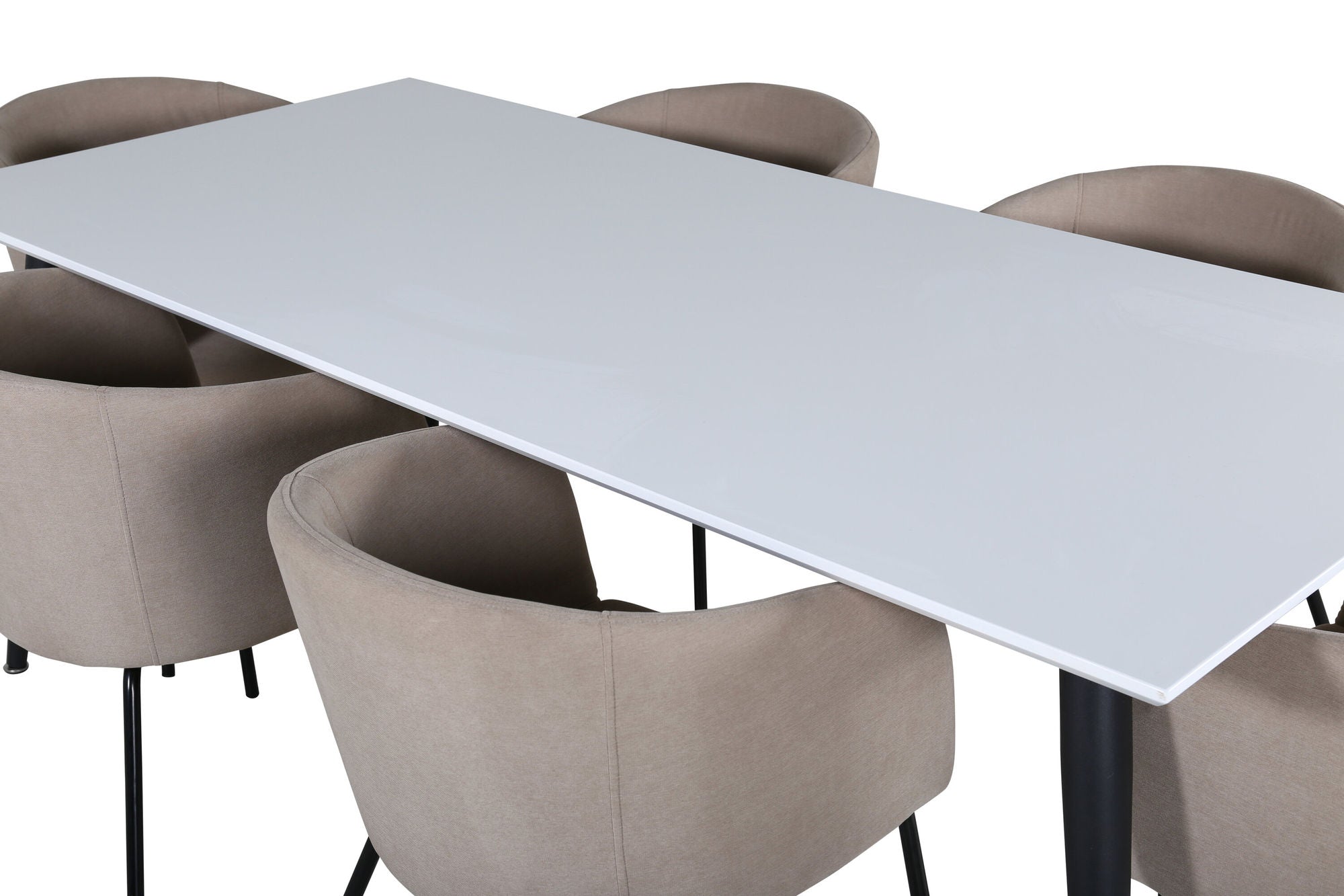 Venture Home Jimmy spisebord - Black / White HPL+Berit stol - Black / Beige Fabric (Polyester linen )_6