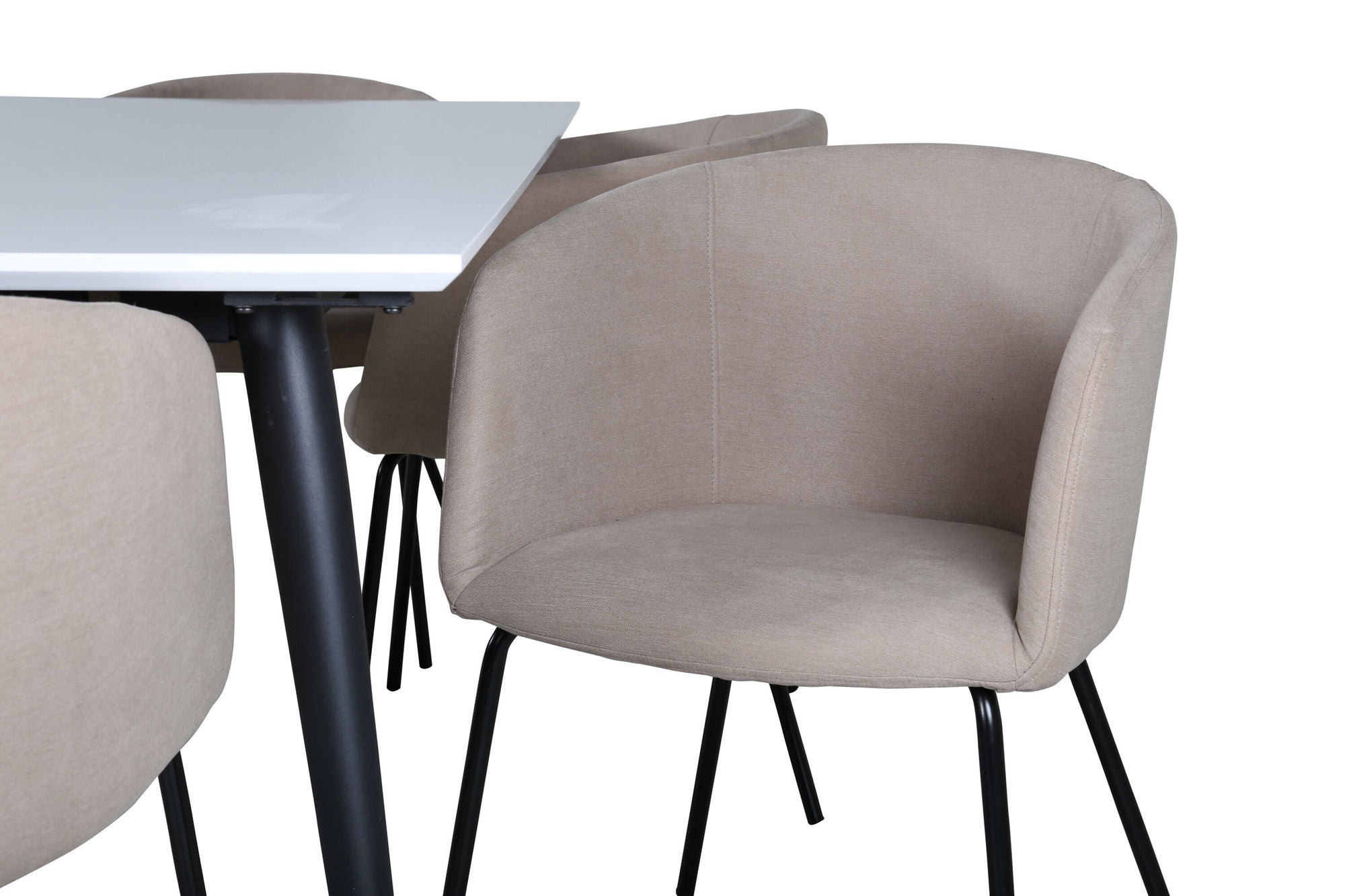 Venture Home Jimmy spisebord - Black / White HPL+Berit stol - Black / Beige Fabric (Polyester linen )_6