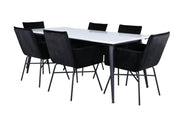 Venture Home Jimmy spisebord - Black / White HPL+Petra stol - Black / Black Velvet_6