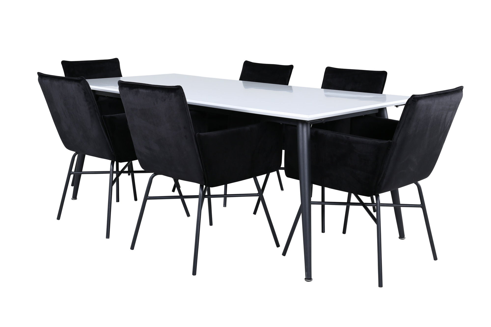 Venture Home Jimmy spisebord - Black / White HPL+Petra stol - Black / Black Velvet_6