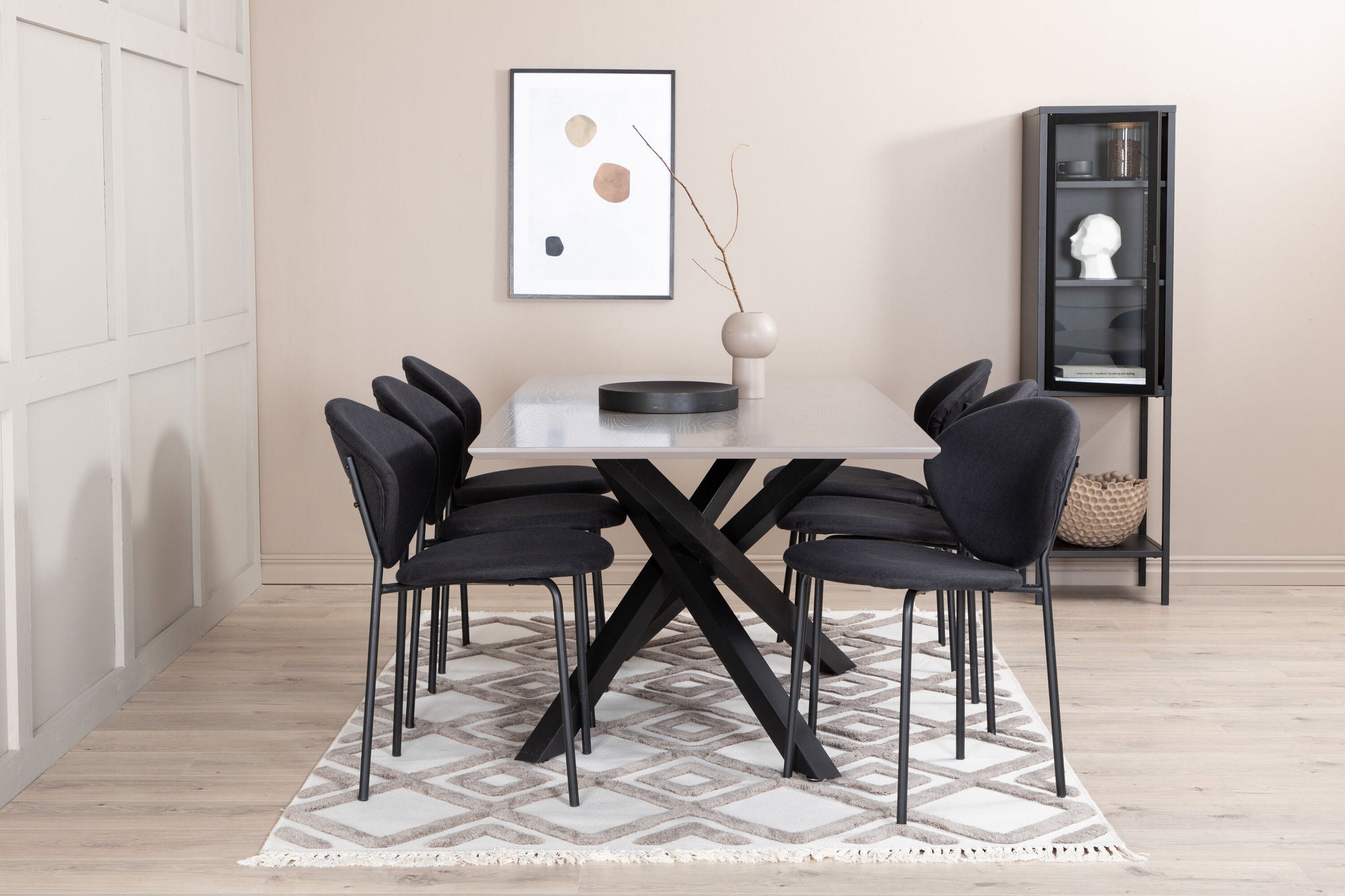 Venture Home Piazza spisebord , Black Grey Veneer+Vault Spisebordsstol , Black Legs , Black Fabric_6