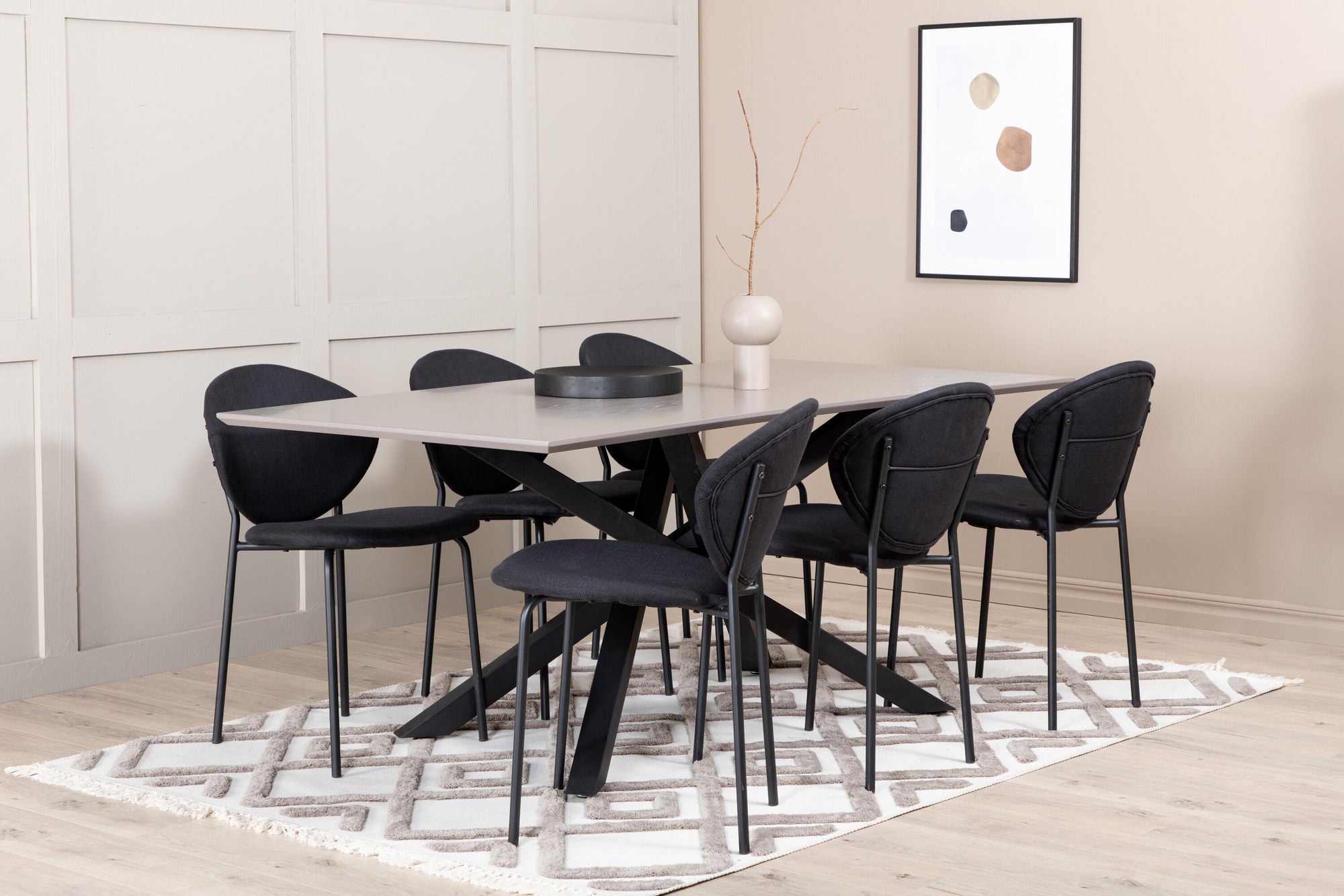 Venture Home Piazza spisebord , Black Grey Veneer+Vault Spisebordsstol , Black Legs , Black Fabric_6