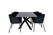 Venture Home Piazza spisebord , Black Grey Veneer+Berit stol , Black Black Velvet_6