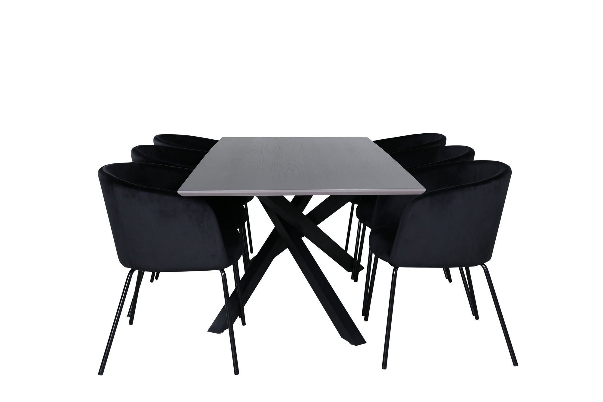 Venture Home Piazza spisebord , Black Grey Veneer+Berit stol , Black Black Velvet_6