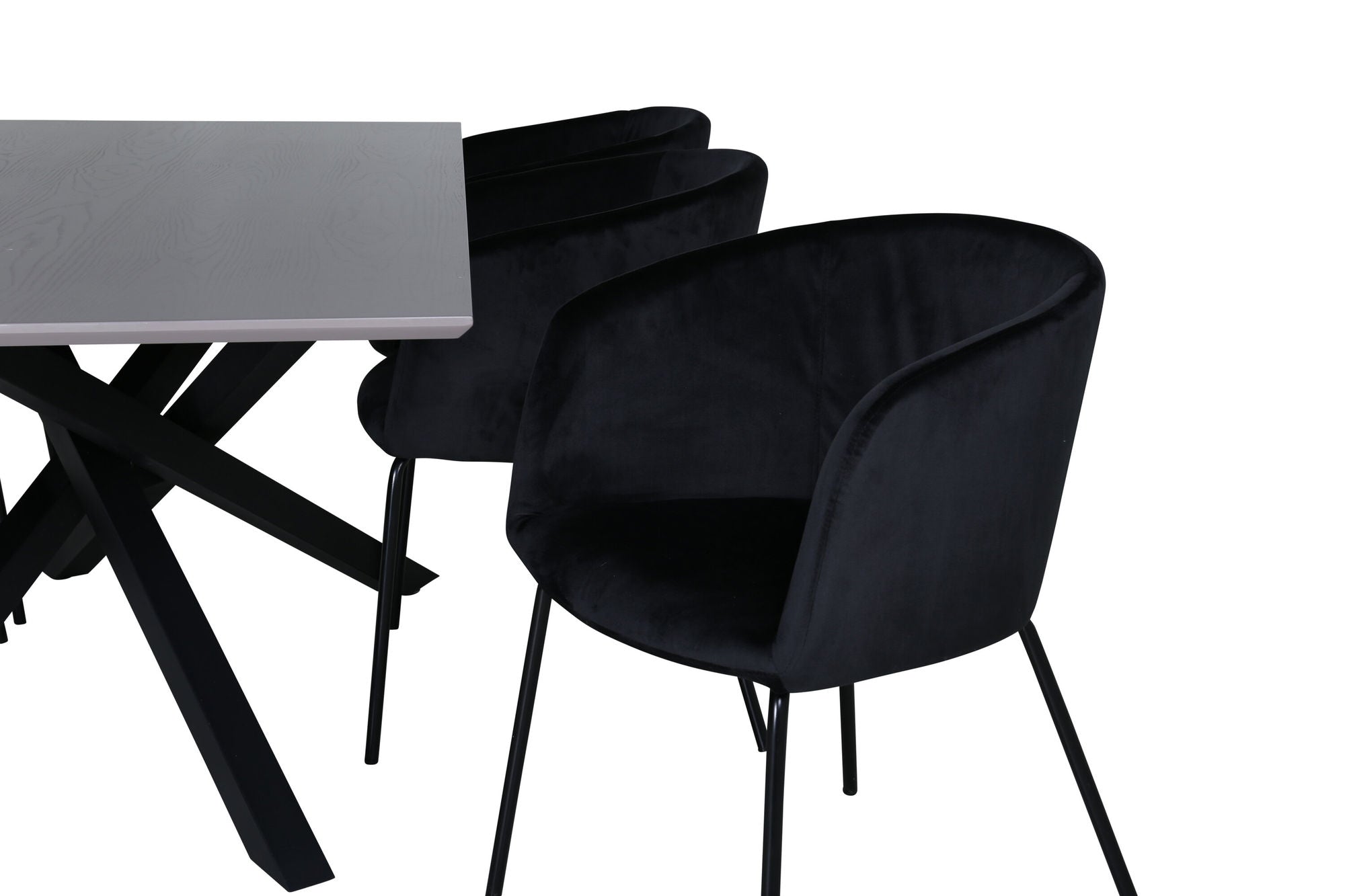 Venture Home Piazza spisebord , Black Grey Veneer+Berit stol , Black Black Velvet_6