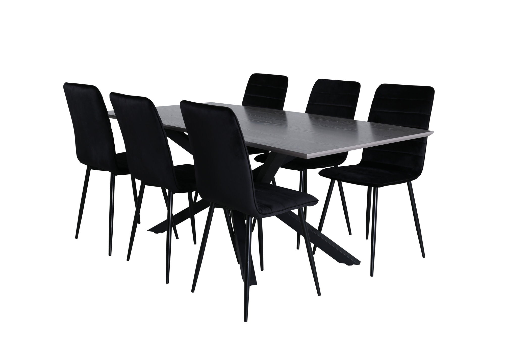Venture Home Piazza spisebord , Black Grey Veneer+Windu Lyx stol , Black Black Velvet_6
