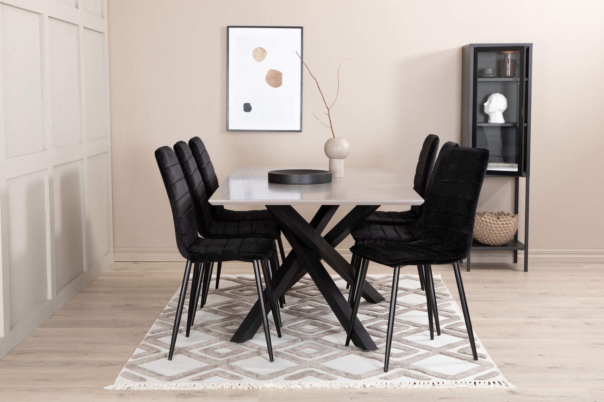 Venture Home Piazza spisebord , Black Grey Veneer+Windu Lyx stol , Black Black Velvet_6