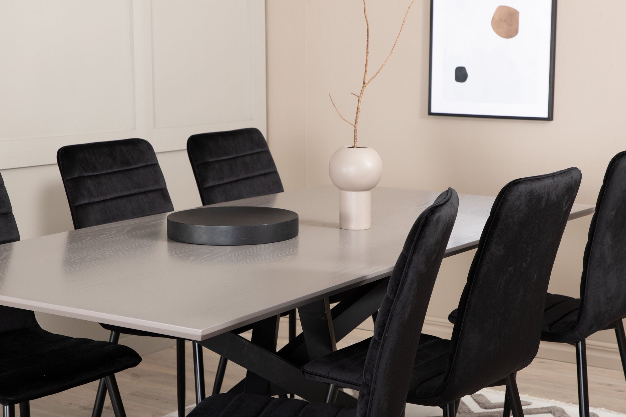 Venture Home Piazza spisebord , Black Grey Veneer+Windu Lyx stol , Black Black Velvet_6