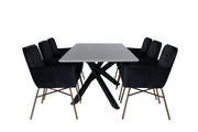 Venture Home Piazza spisebord , Black Grey Veneer+Petra stol , Distressed Copper Black Velvet_6