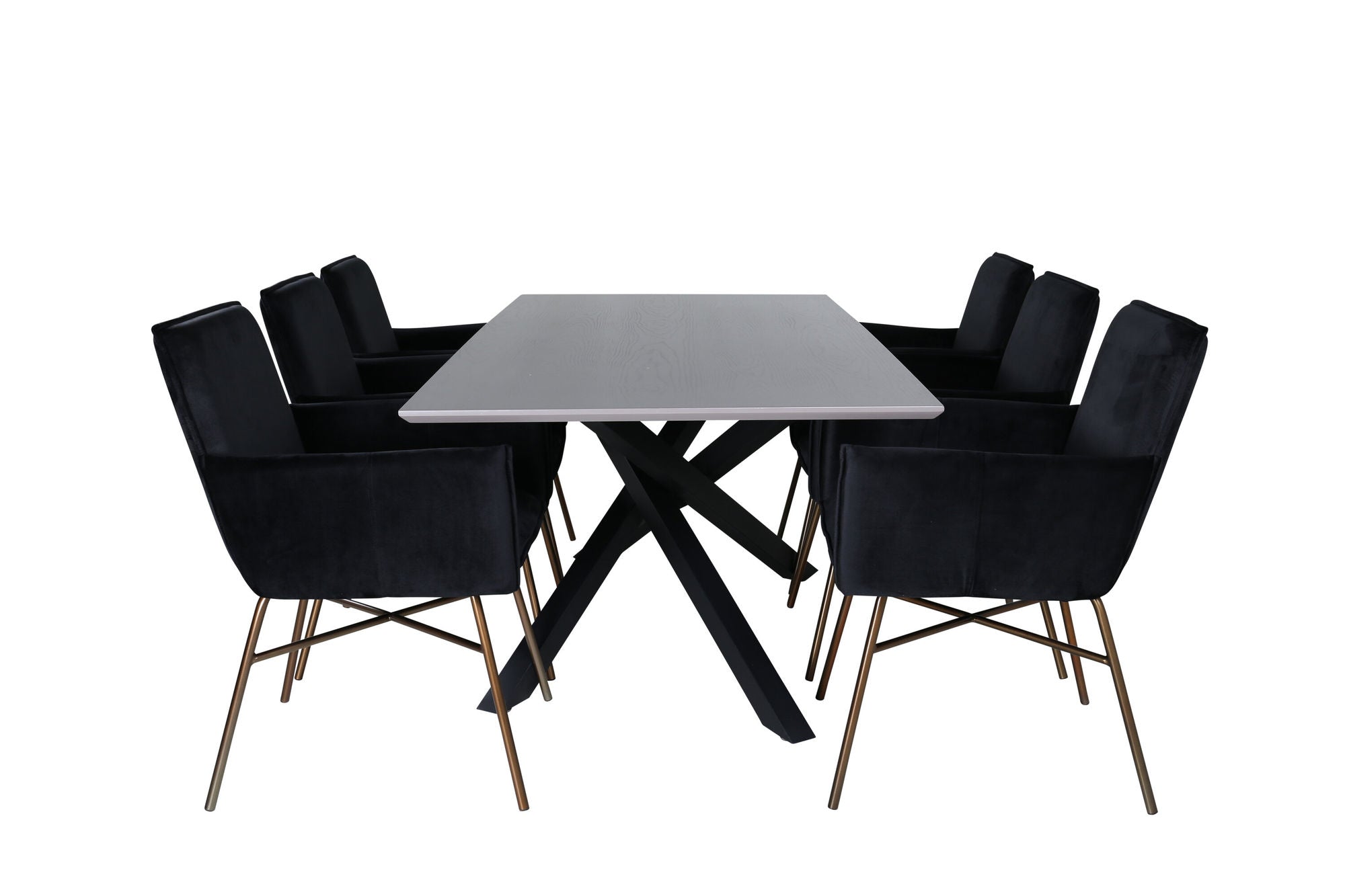 Venture Home Piazza spisebord , Black Grey Veneer+Petra stol , Distressed Copper Black Velvet_6
