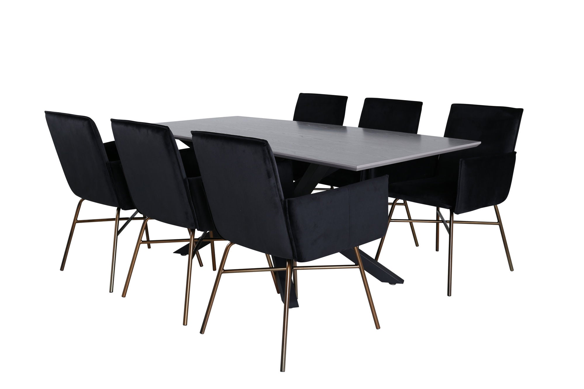 Venture Home Piazza spisebord , Black Grey Veneer+Petra stol , Distressed Copper Black Velvet_6
