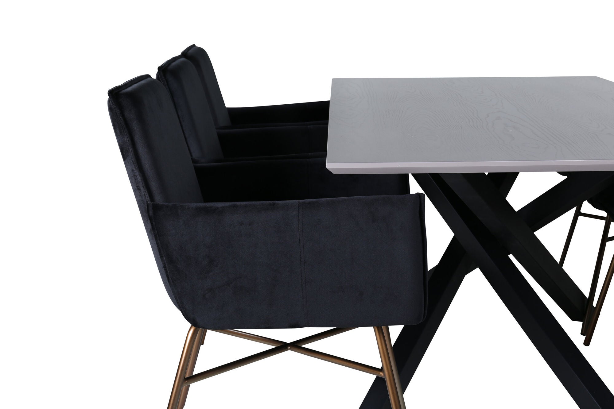 Venture Home Piazza spisebord , Black Grey Veneer+Petra stol , Distressed Copper Black Velvet_6