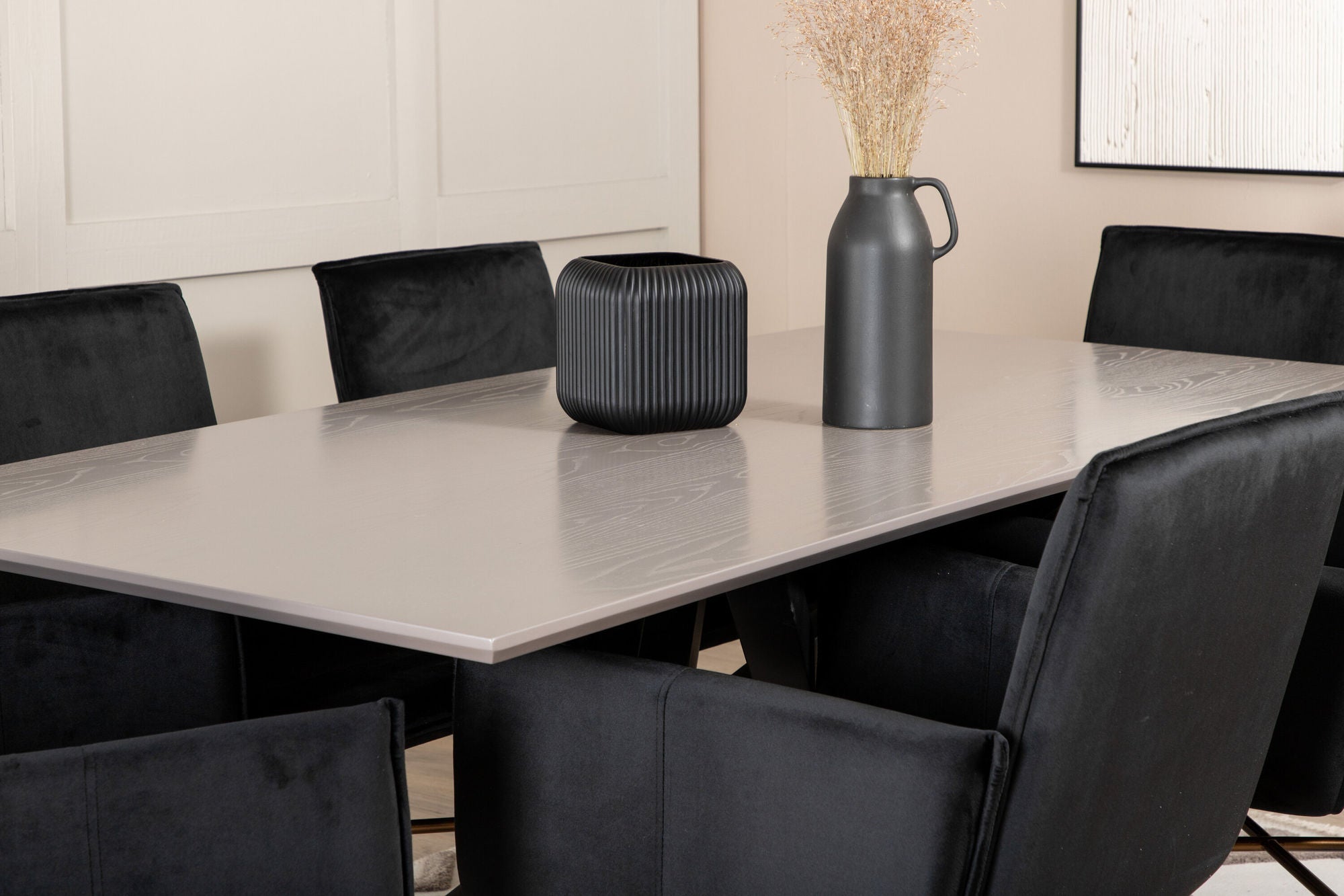 Venture Home Piazza spisebord , Black Grey Veneer+Petra stol , Distressed Copper Black Velvet_6