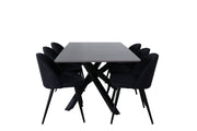 Venture Home Piazza spisebord , Black Grey Veneer+Velvet Dining Chiar , Black legs, Black Fabric_6