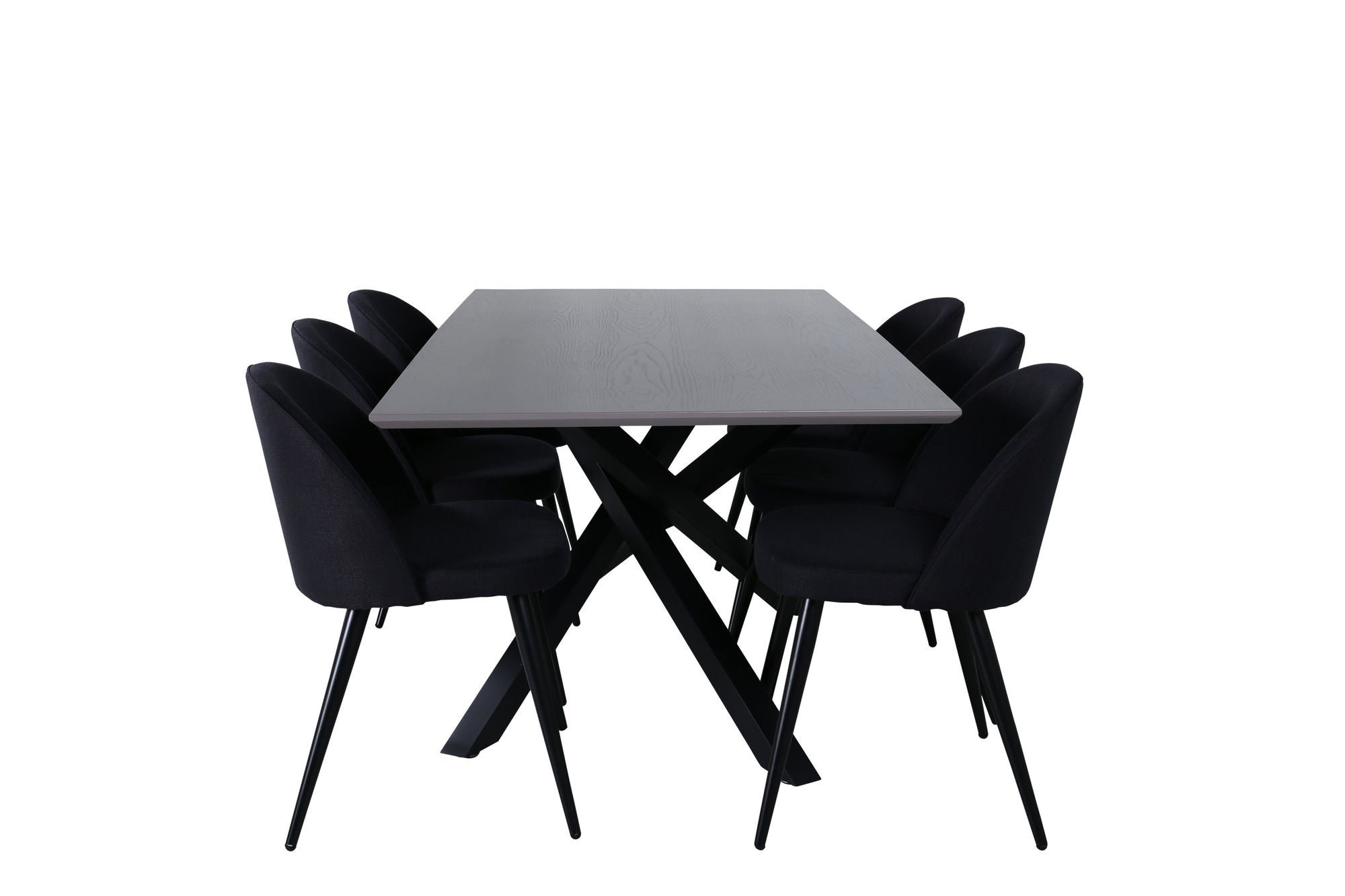 Venture Home Piazza spisebord , Black Grey Veneer+Velvet Dining Chiar , Black legs, Black Fabric_6