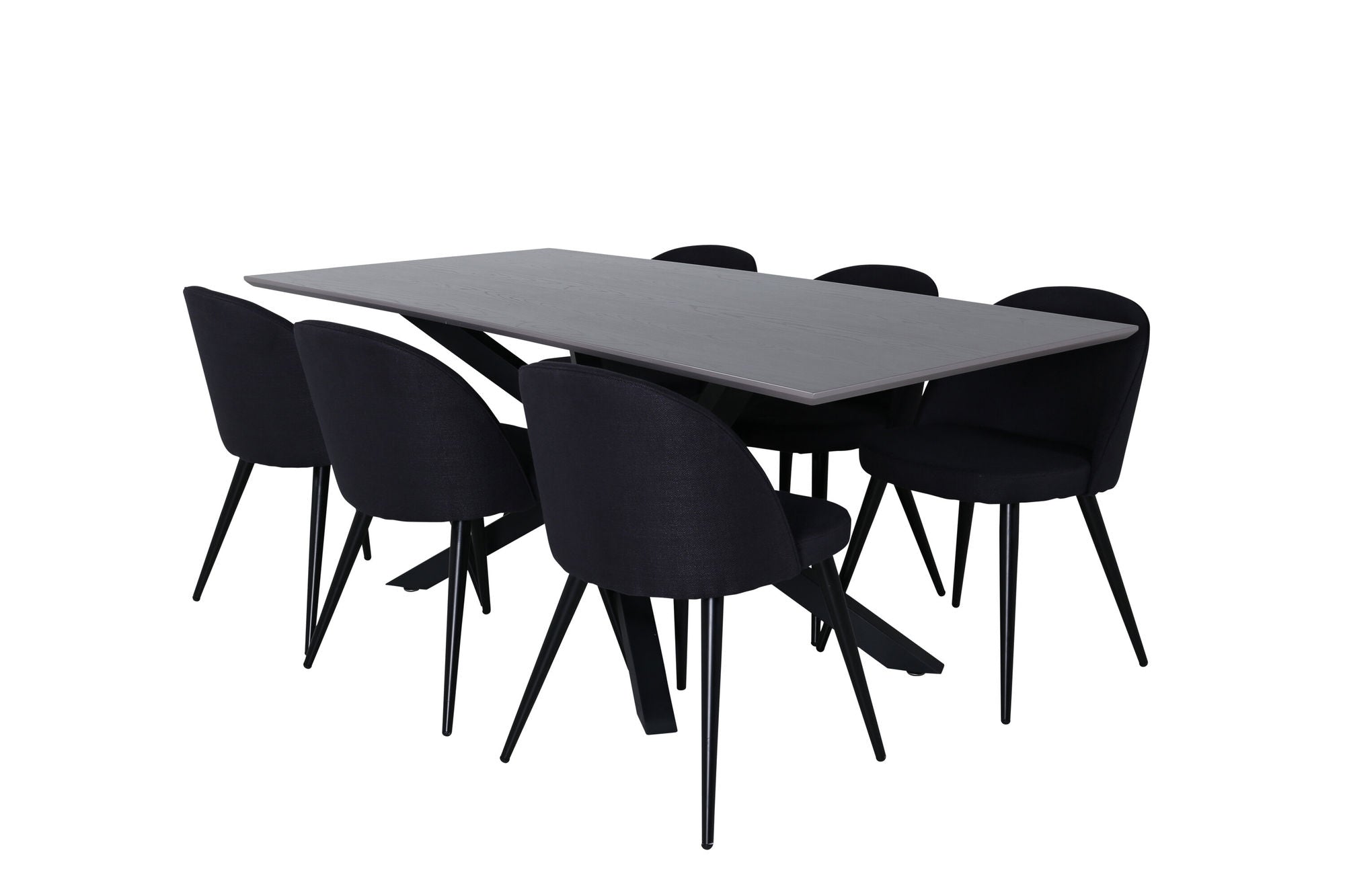 Venture Home Piazza spisebord , Black Grey Veneer+Velvet Dining Chiar , Black legs, Black Fabric_6