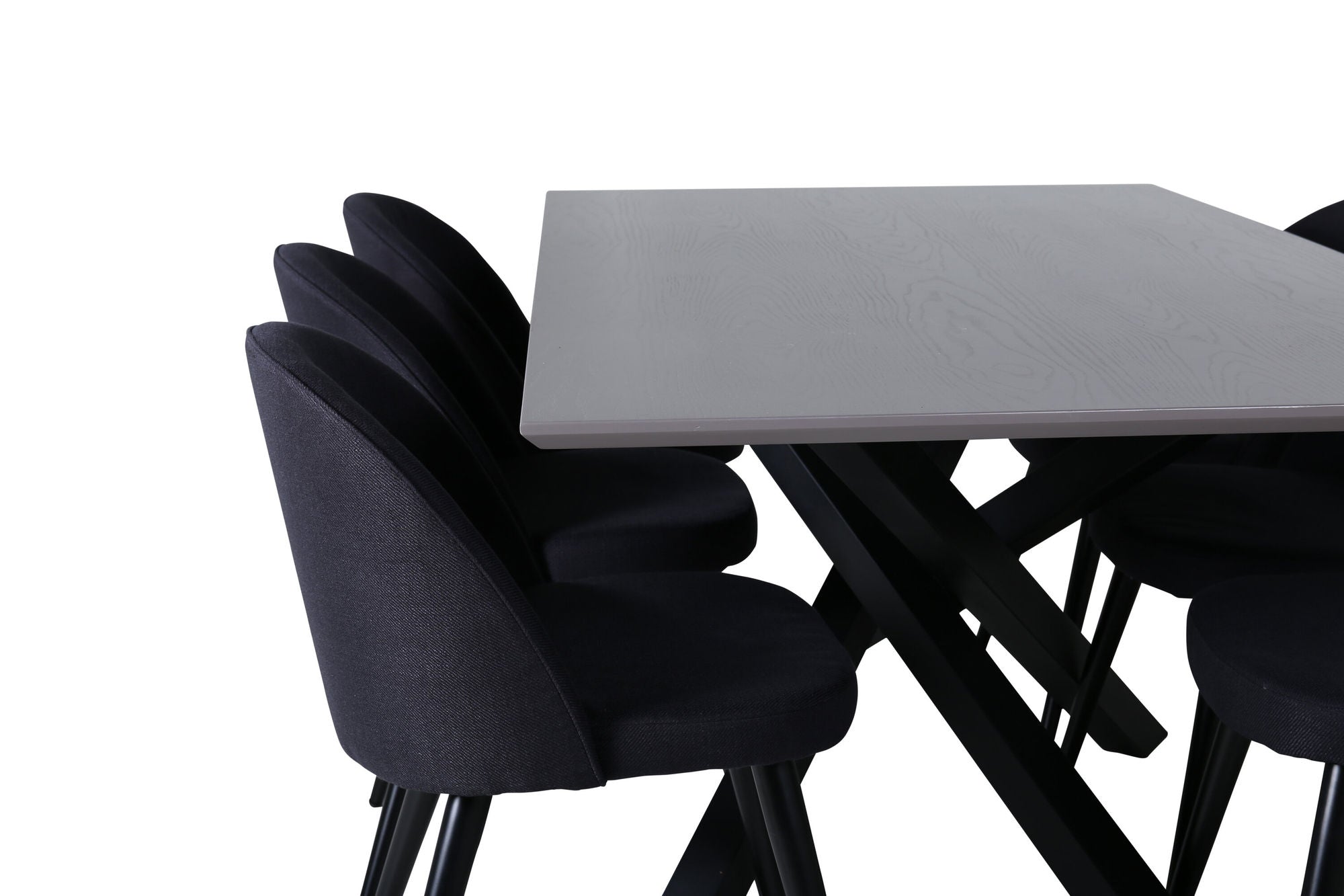 Venture Home Piazza spisebord , Black Grey Veneer+Velvet Dining Chiar , Black legs, Black Fabric_6