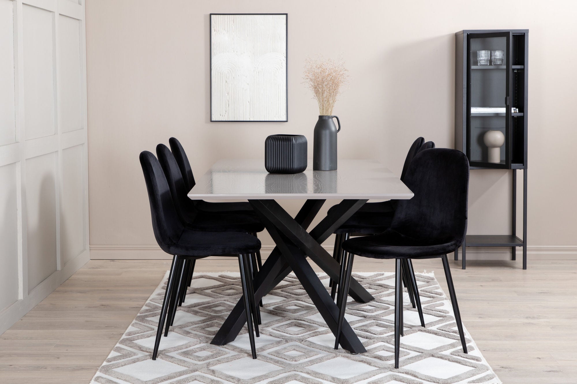 Venture Home Piazza spisebord , Black Grey Veneer+Polar Spisebordsstol , Black legs Black Velvet (ers√§tter 19902,888)_6