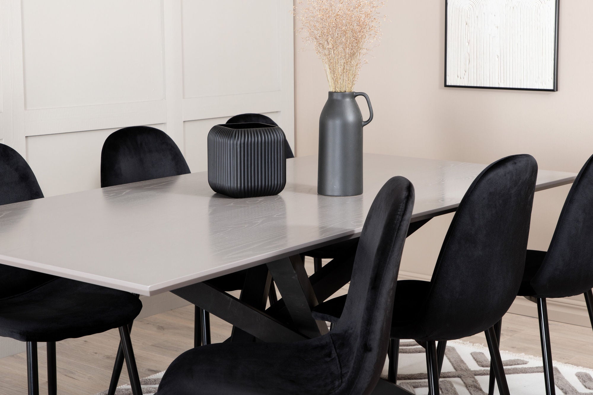 Venture Home Piazza spisebord , Black Grey Veneer+Polar Spisebordsstol , Black legs Black Velvet (ers√§tter 19902,888)_6