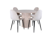Venture Home Bianca rund spisebord , White Wash Black Veneer+Polar Spisebordsstol, Black legs Beige Velvet (ers√§tter 19902,880)_4