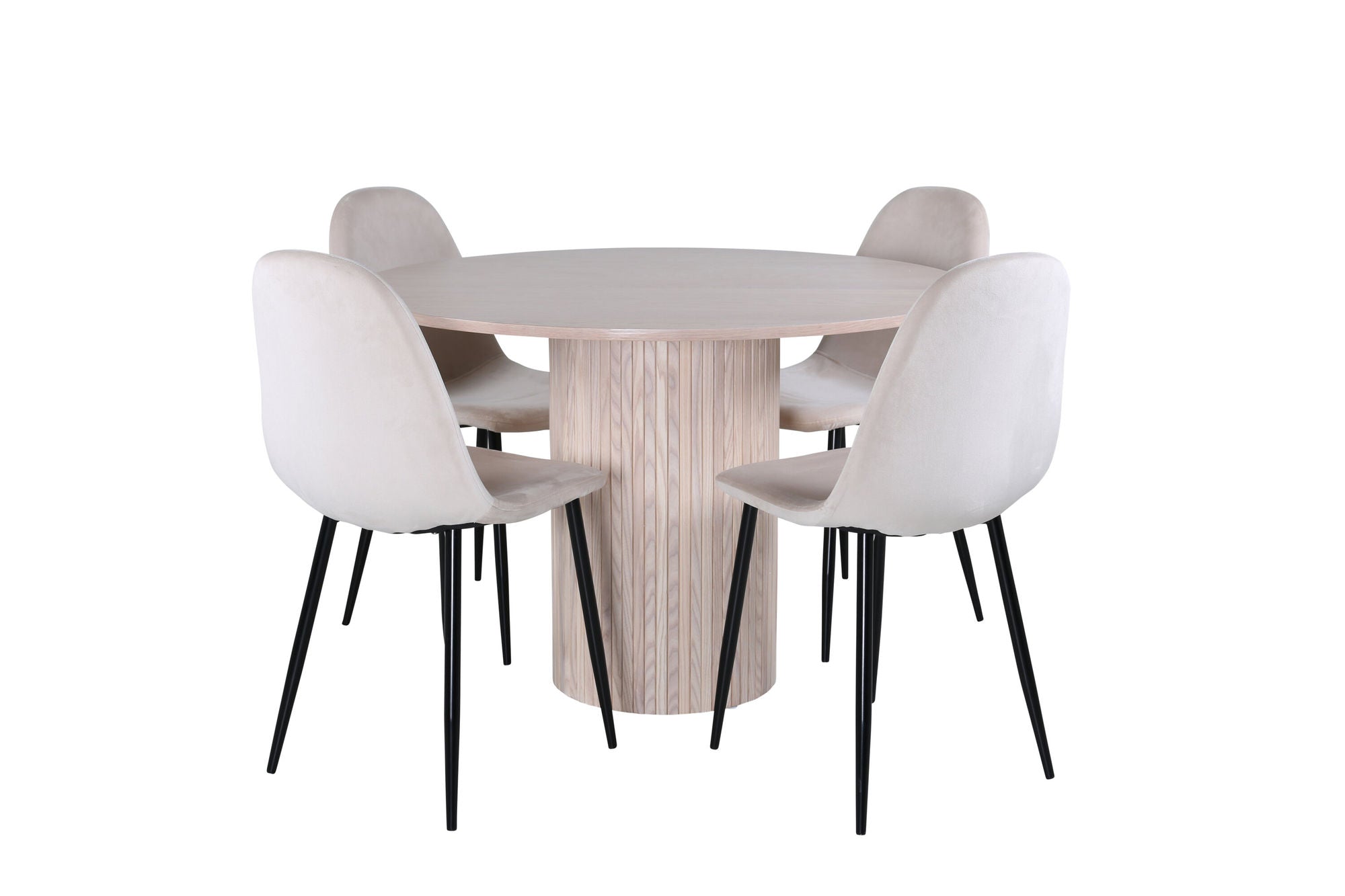 Venture Home Bianca rund spisebord , White Wash Black Veneer+Polar Spisebordsstol, Black legs Beige Velvet (ers√§tter 19902,880)_4