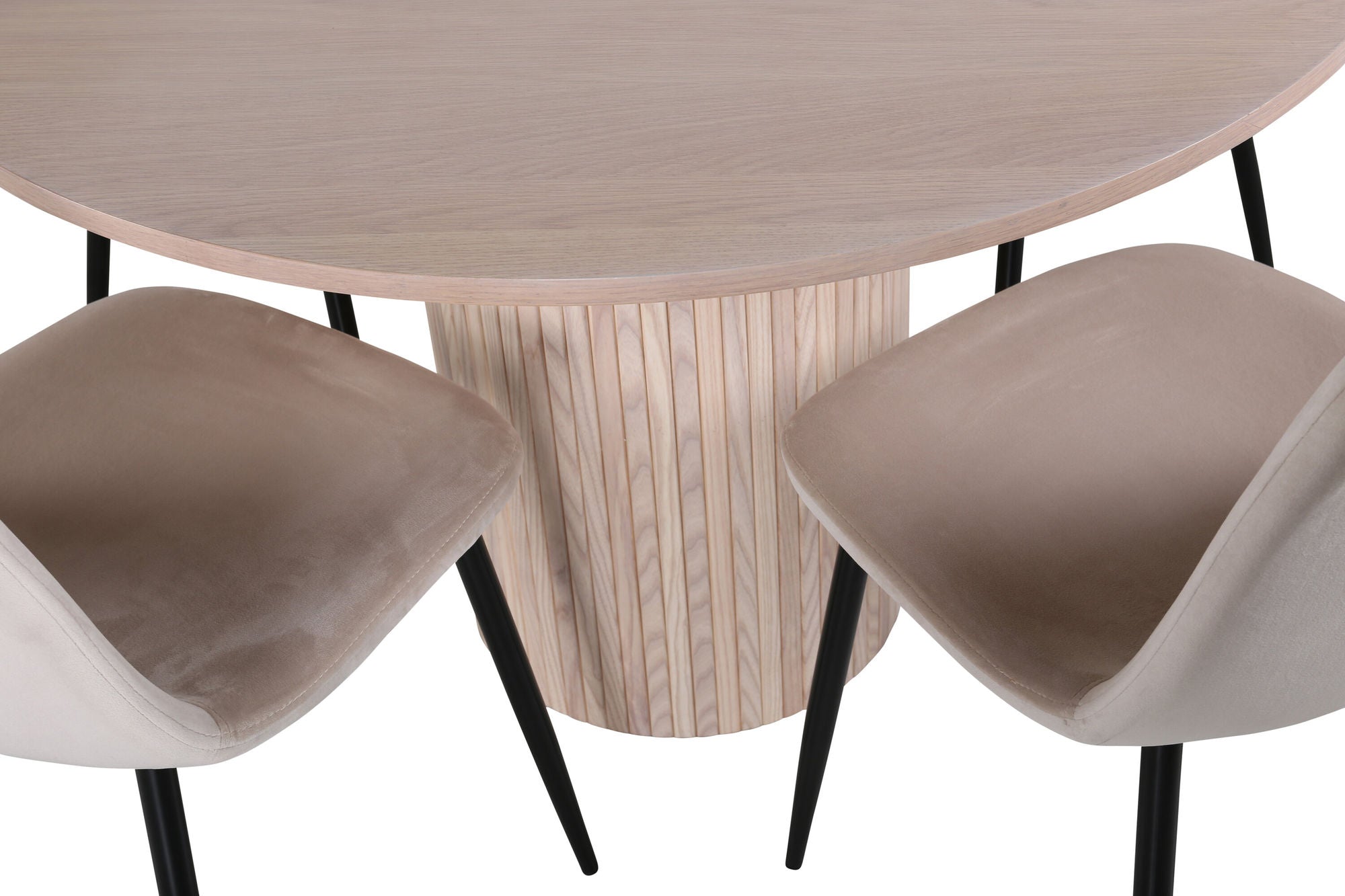 Venture Home Bianca rund spisebord , White Wash Black Veneer+Polar Spisebordsstol, Black legs Beige Velvet (ers√§tter 19902,880)_4