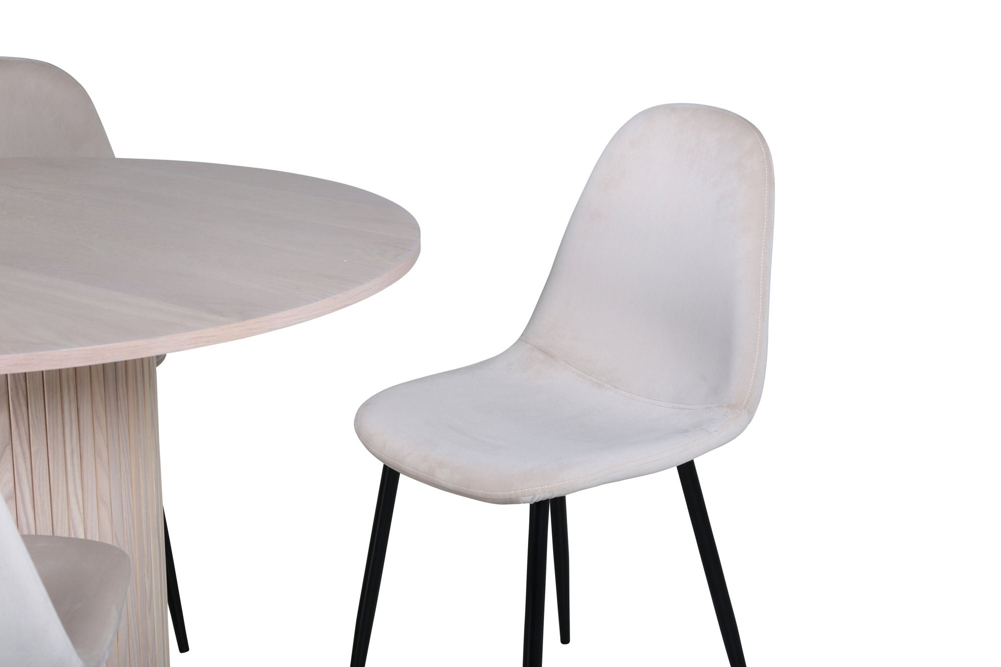 Venture Home Bianca rund spisebord , White Wash Black Veneer+Polar Spisebordsstol, Black legs Beige Velvet (ers√§tter 19902,880)_4