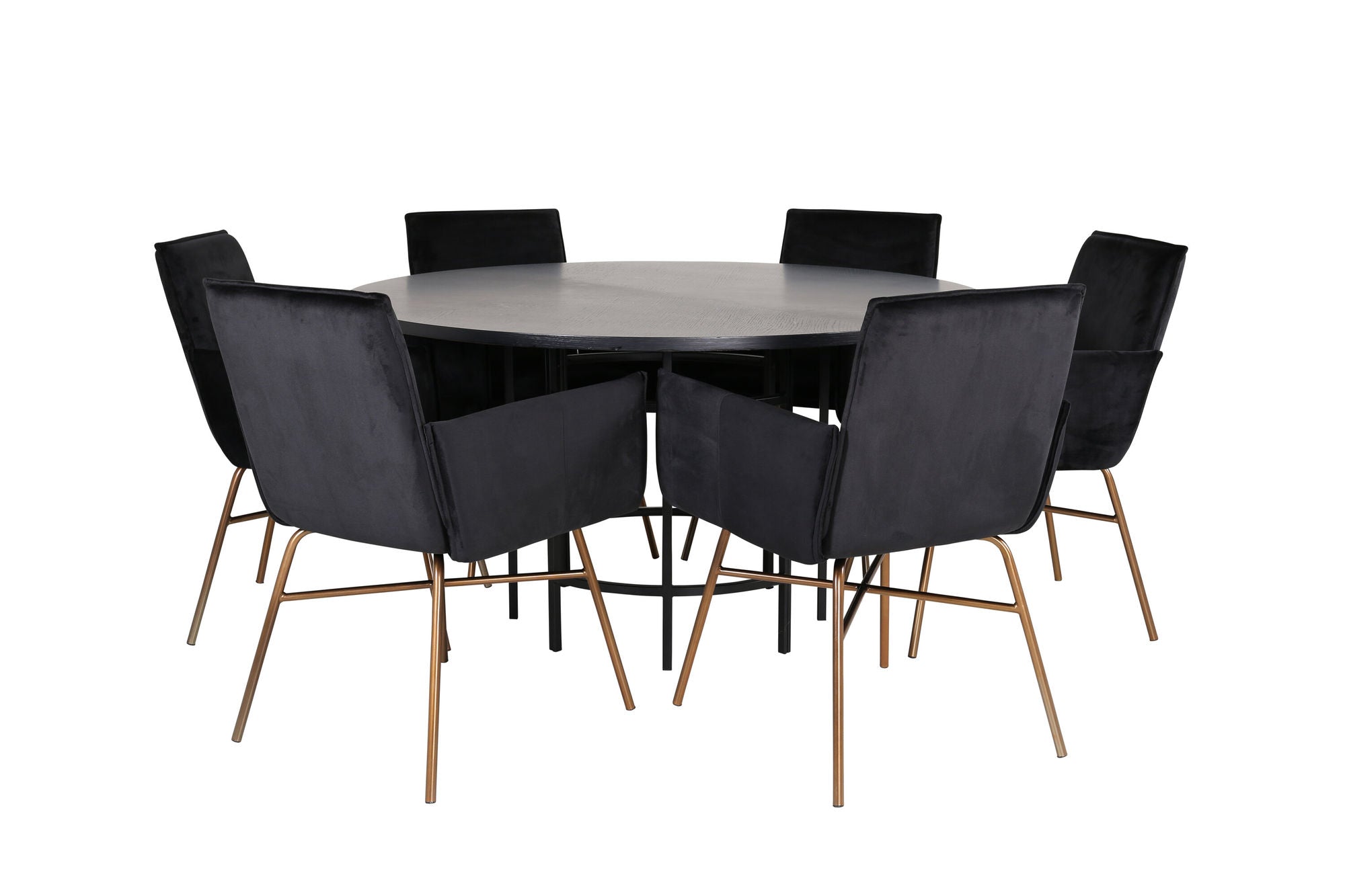 Venture Home Copenhagen - spisebord round - Black / Black+Petra stol - Distressed Copper / Black Velvet_6
