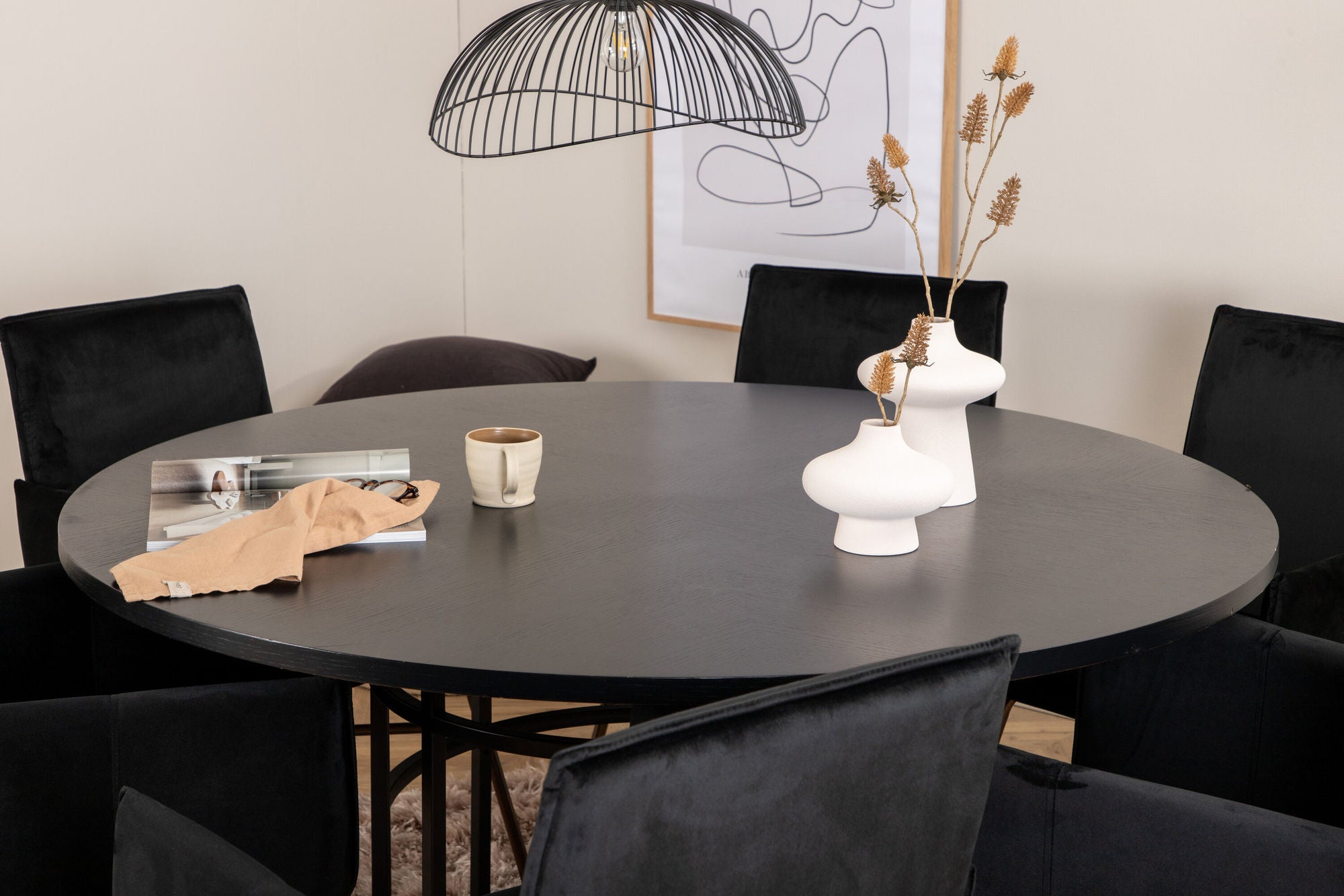 Venture Home Copenhagen - spisebord round - Black / Black+Petra stol - Distressed Copper / Black Velvet_6
