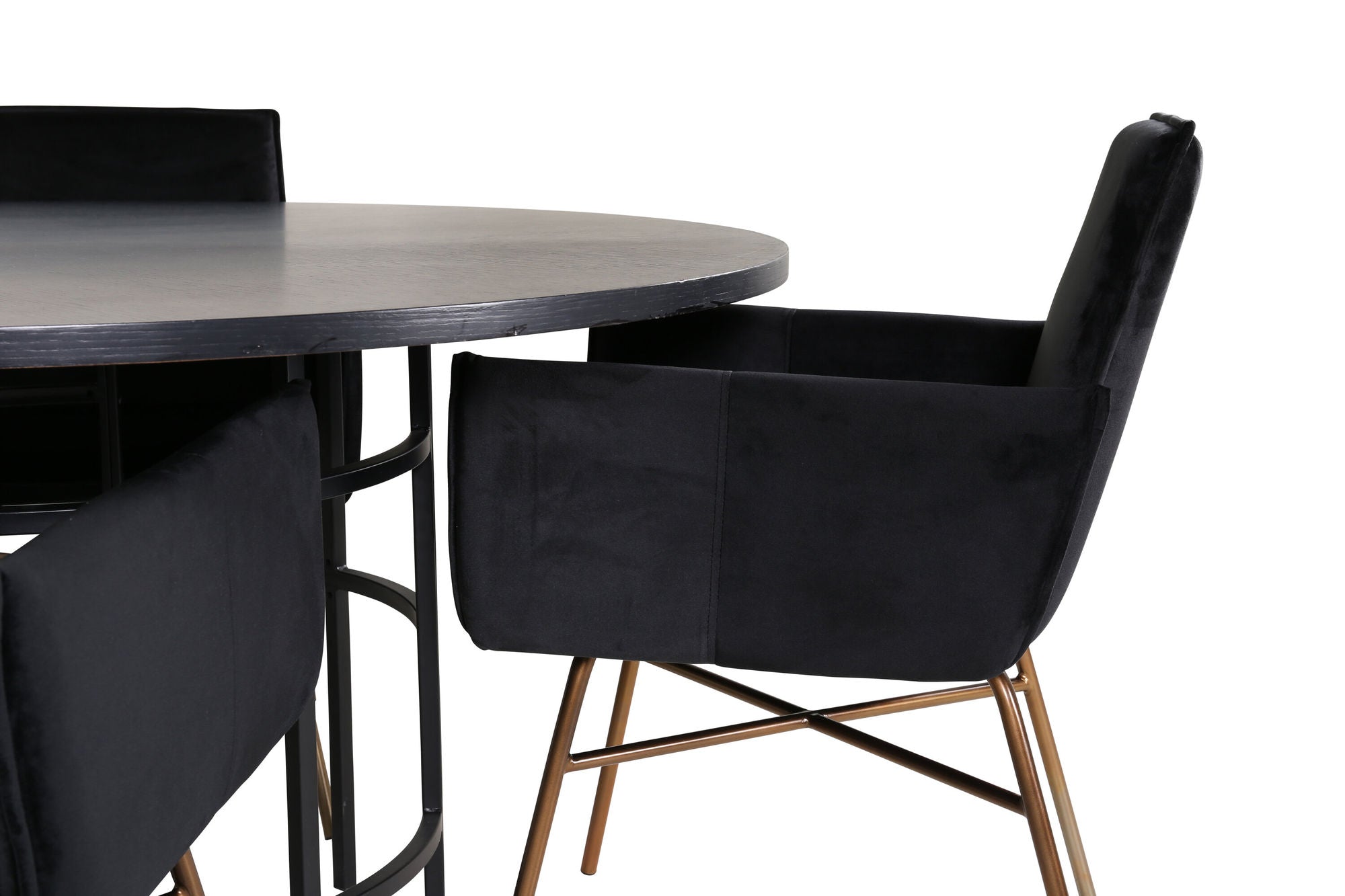 Venture Home Copenhagen - spisebord round - Black / Black+Petra stol - Distressed Copper / Black Velvet_4