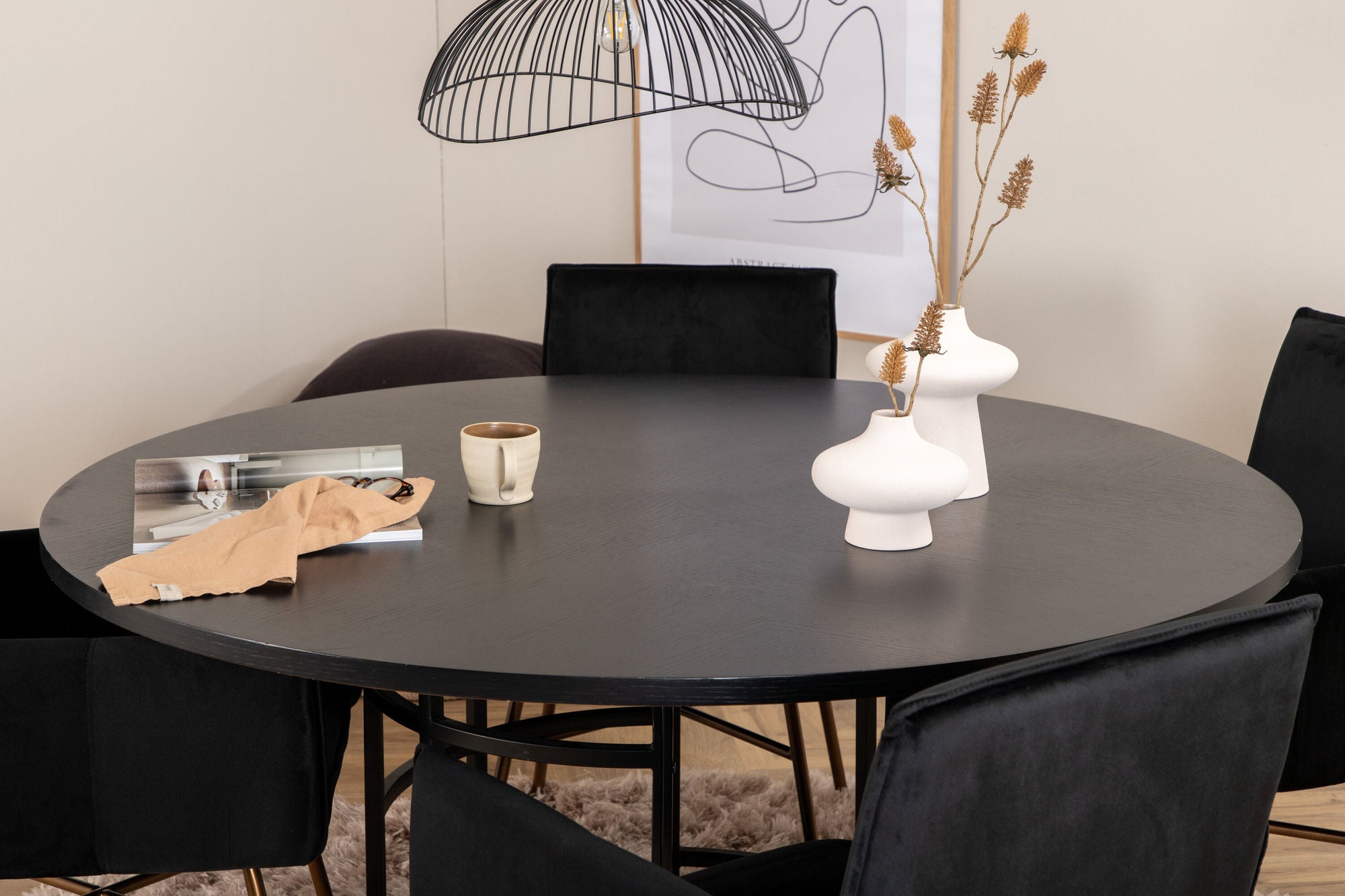 Venture Home Copenhagen - spisebord round - Black / Black+Petra stol - Distressed Copper / Black Velvet_4