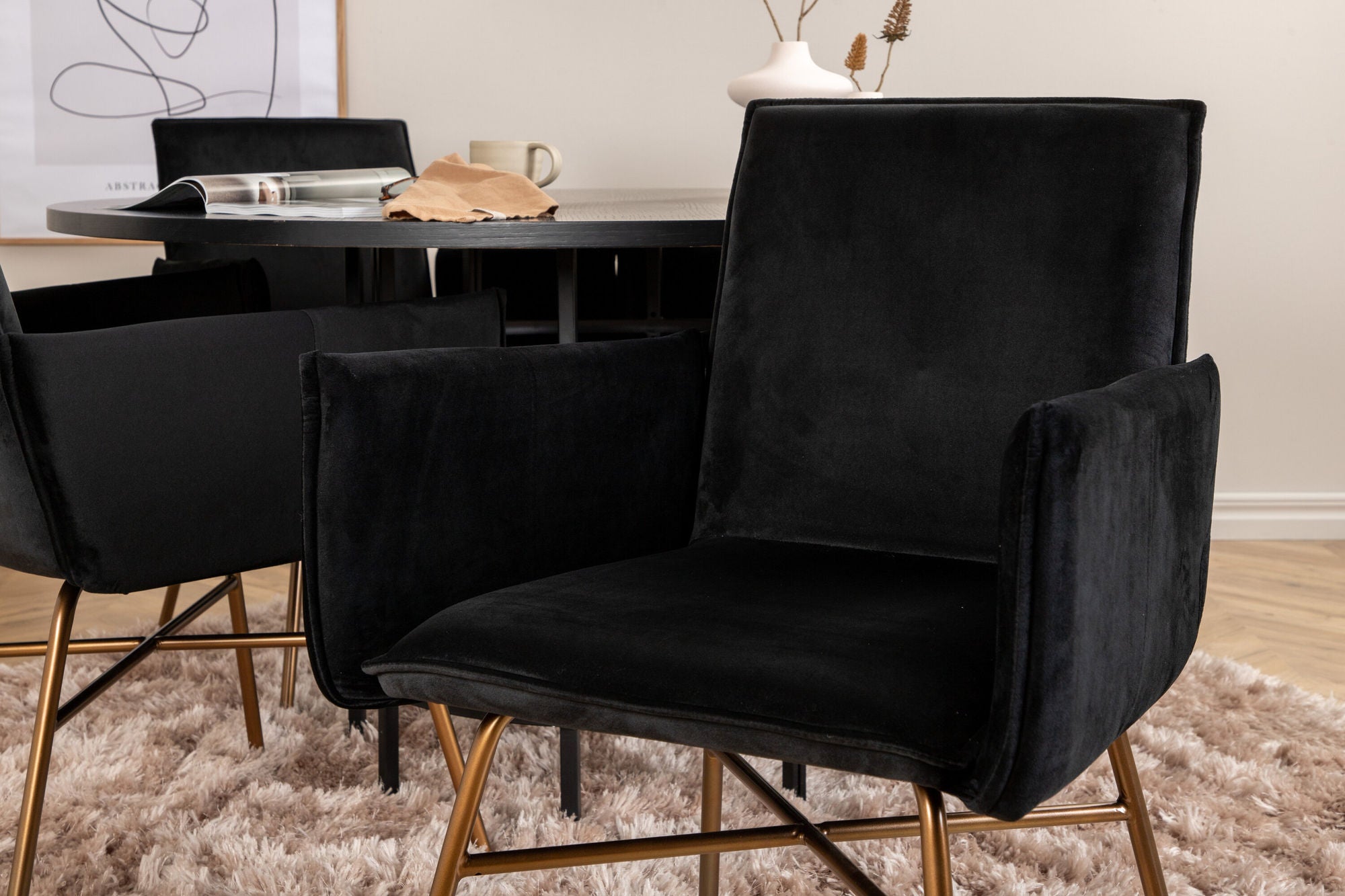 Venture Home Copenhagen - spisebord round - Black / Black+Petra stol - Distressed Copper / Black Velvet_4