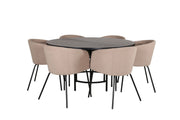 Venture Home Copenhagen - spisebord round - Black / Black+Berit stol - Black / Beige Fabric (Polyester linen )_6