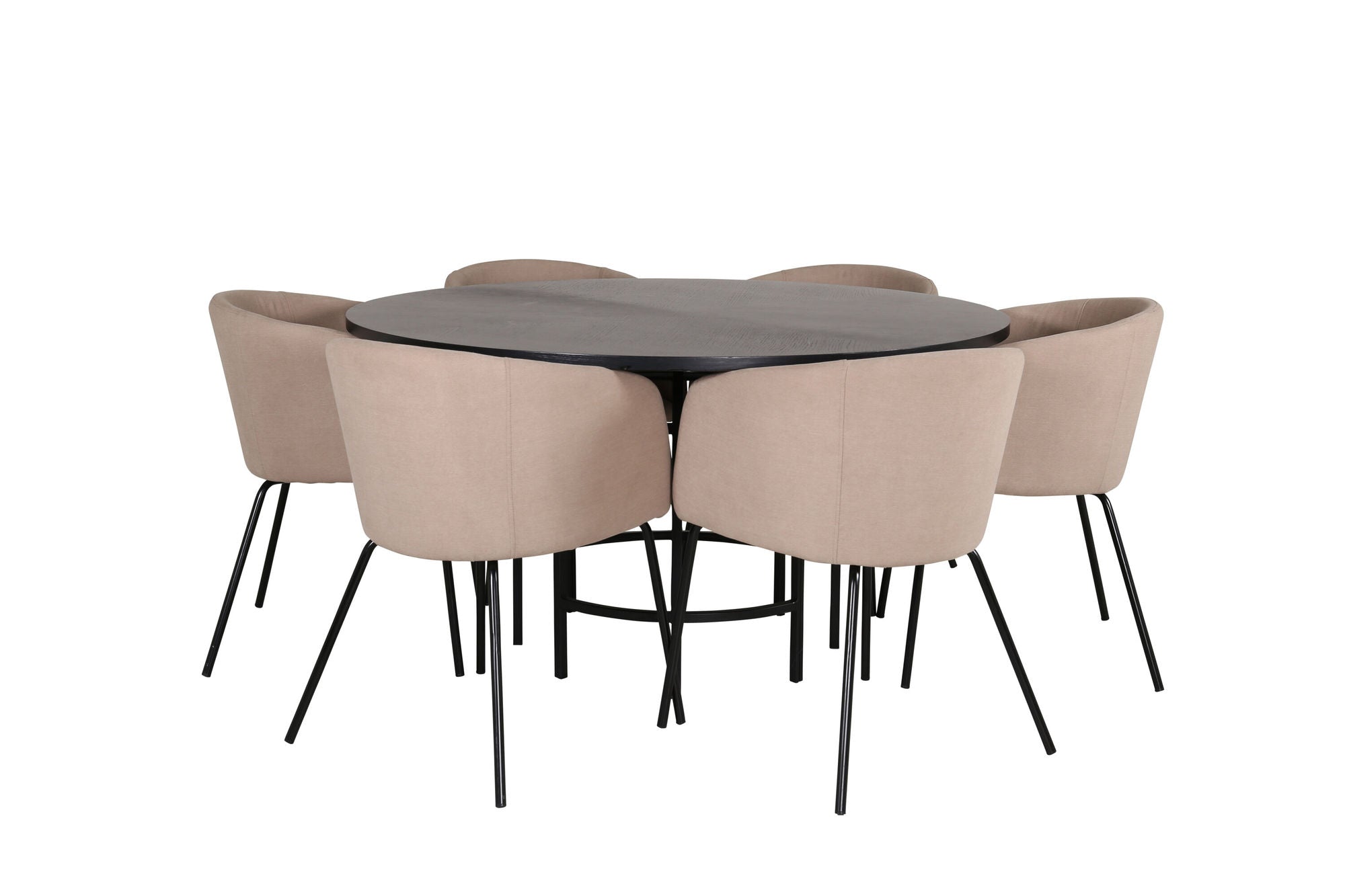 Venture Home Copenhagen - spisebord round - Black / Black+Berit stol - Black / Beige Fabric (Polyester linen )_6