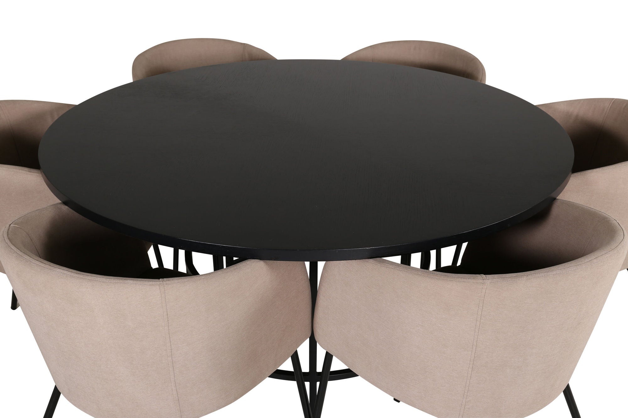Venture Home Copenhagen - spisebord round - Black / Black+Berit stol - Black / Beige Fabric (Polyester linen )_6